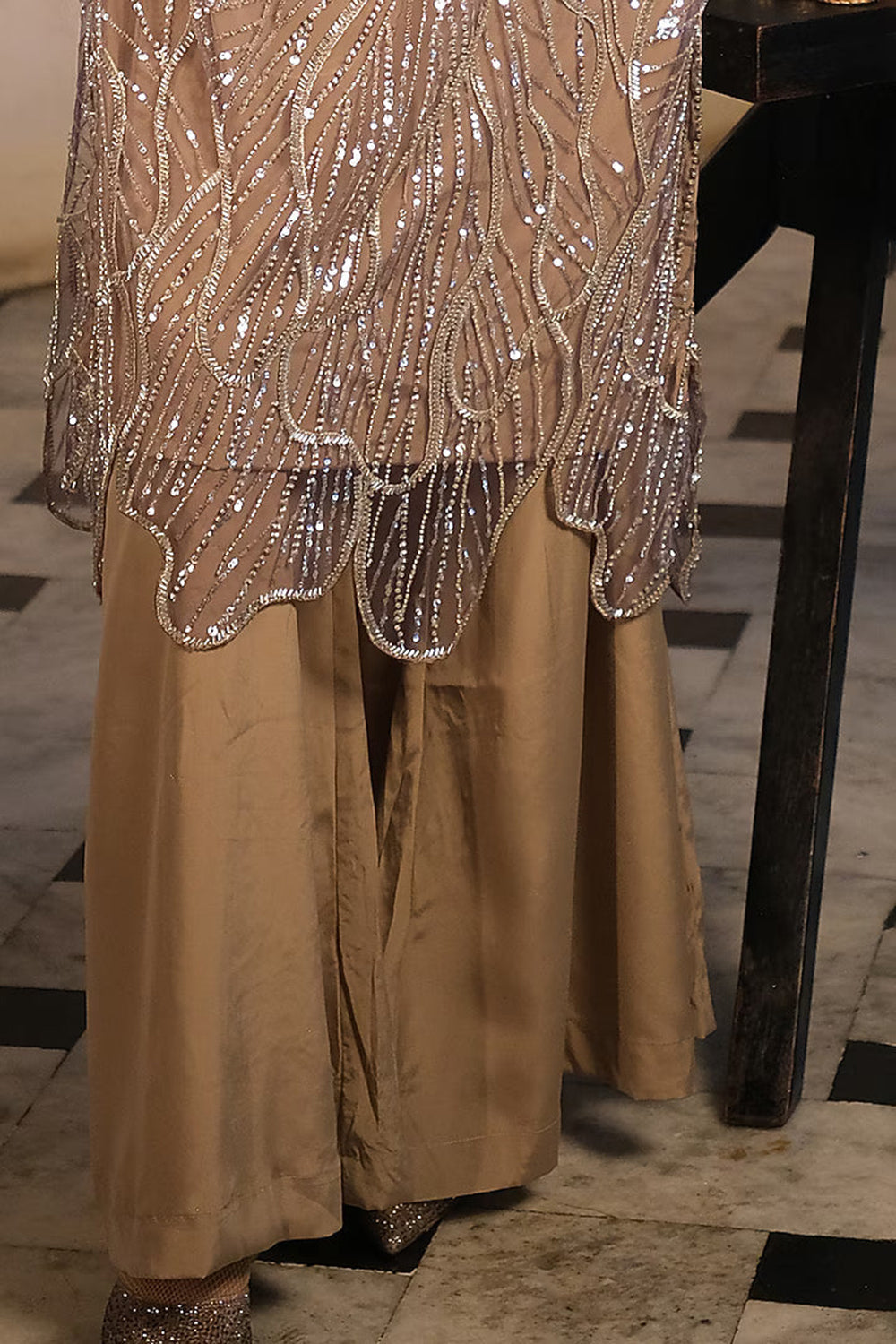 Nude Embroidery Kurta