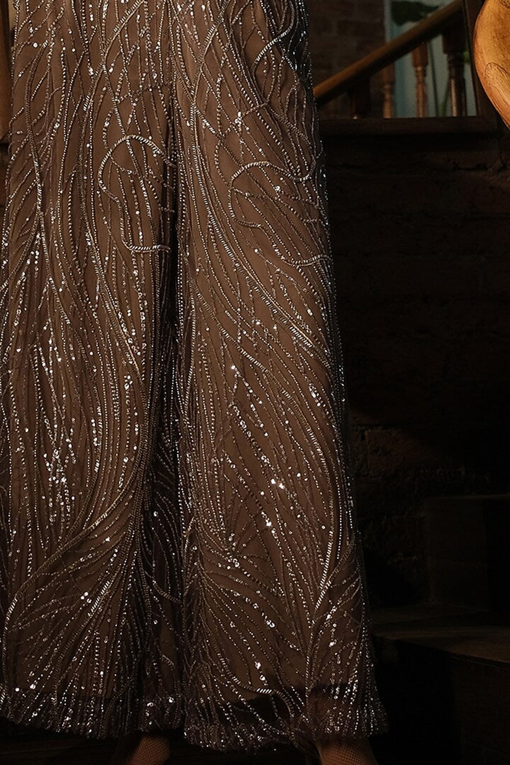 Nude Embroidery Pants