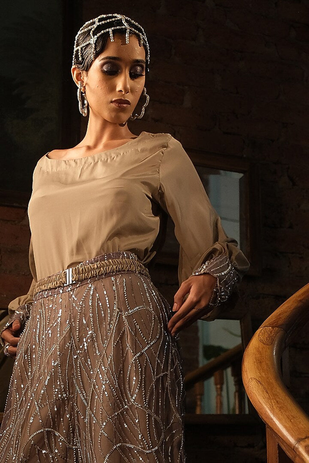 Nude Embroidery Pants