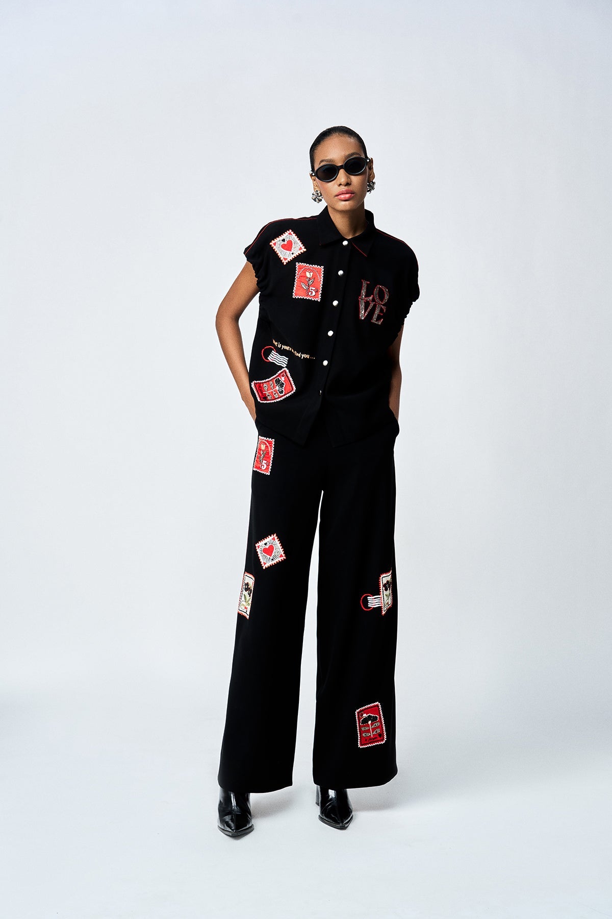 FLARED PANTS OF ( STAMP ELASTICATED TOP )