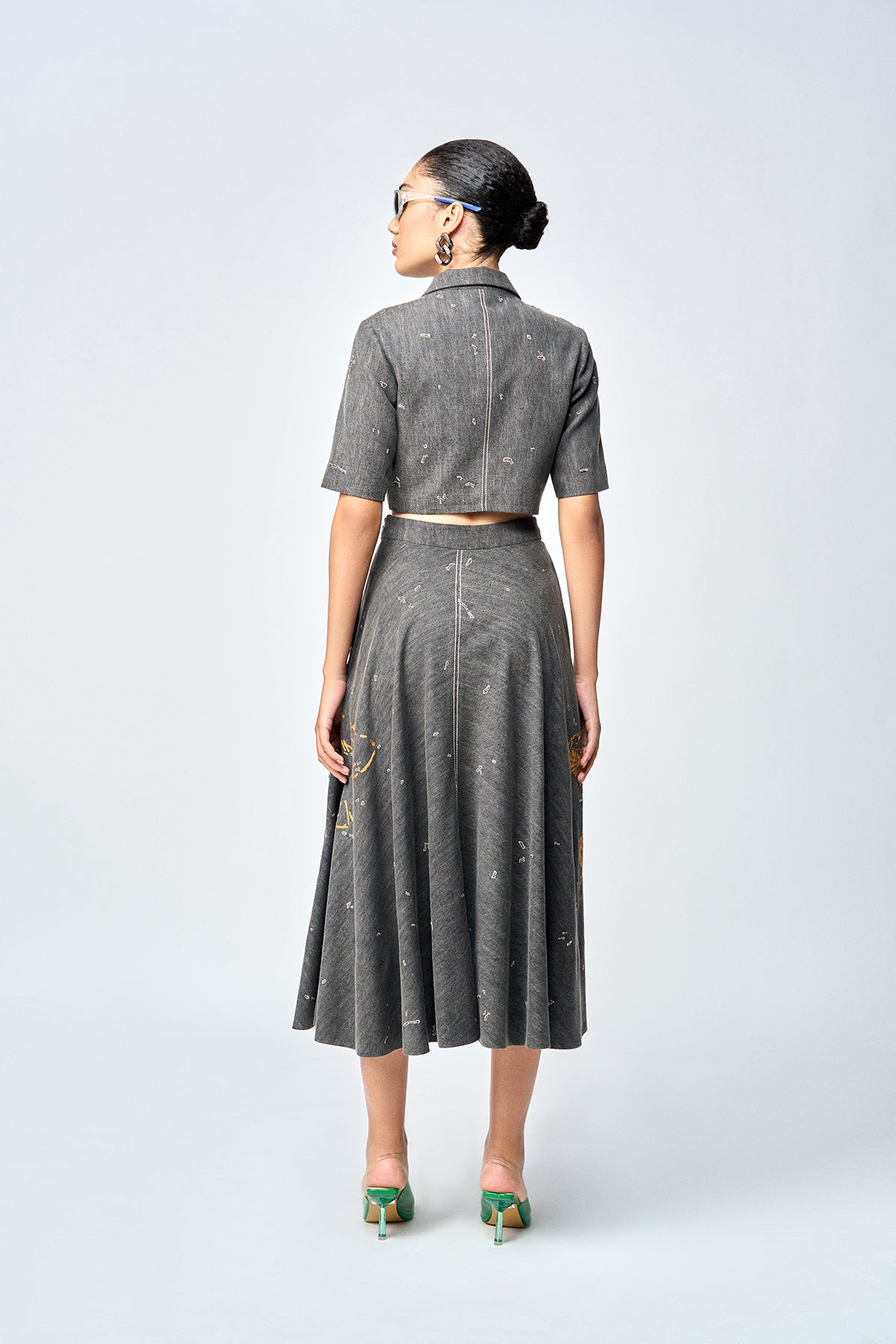 CIRCULAR SKIRT OF (DRAGONFLY CROP TOP )