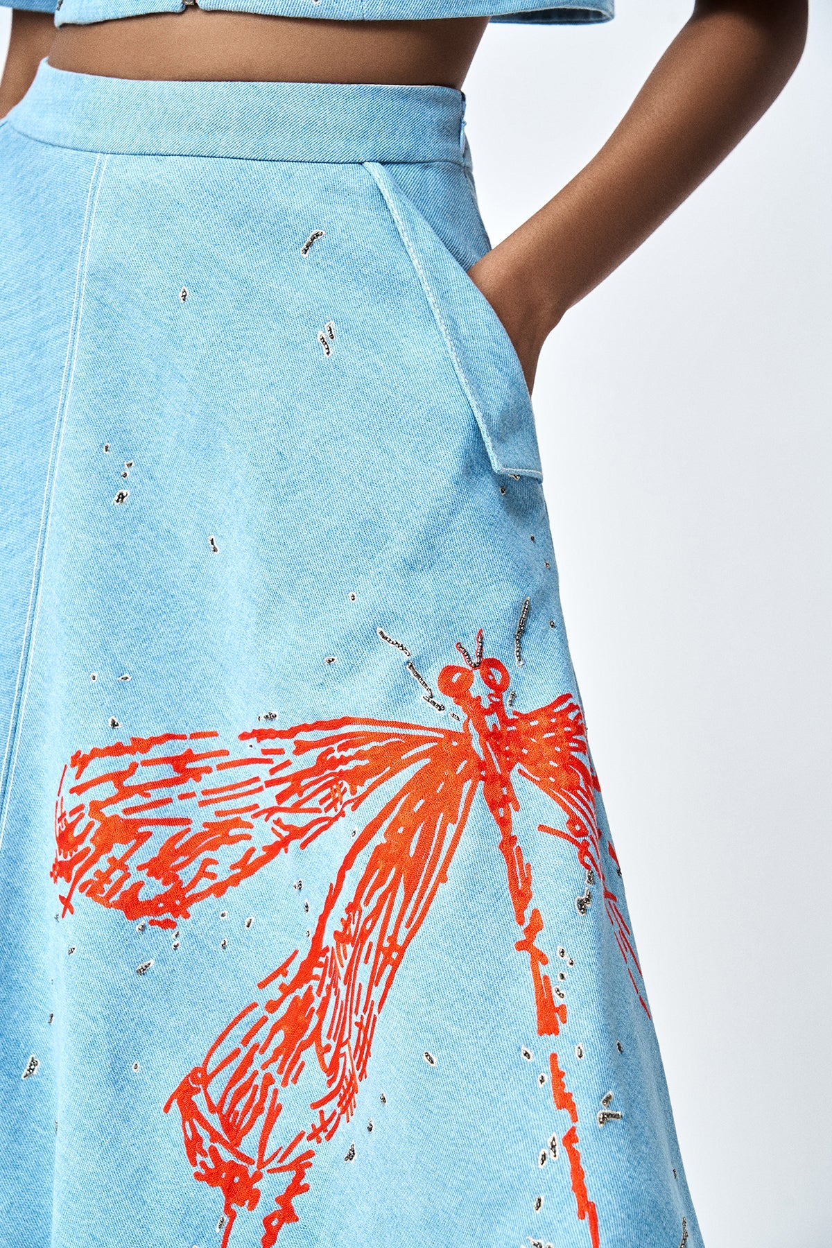 CIRCULAR SKIRT OF (DRAGONFLY CROP TOP )