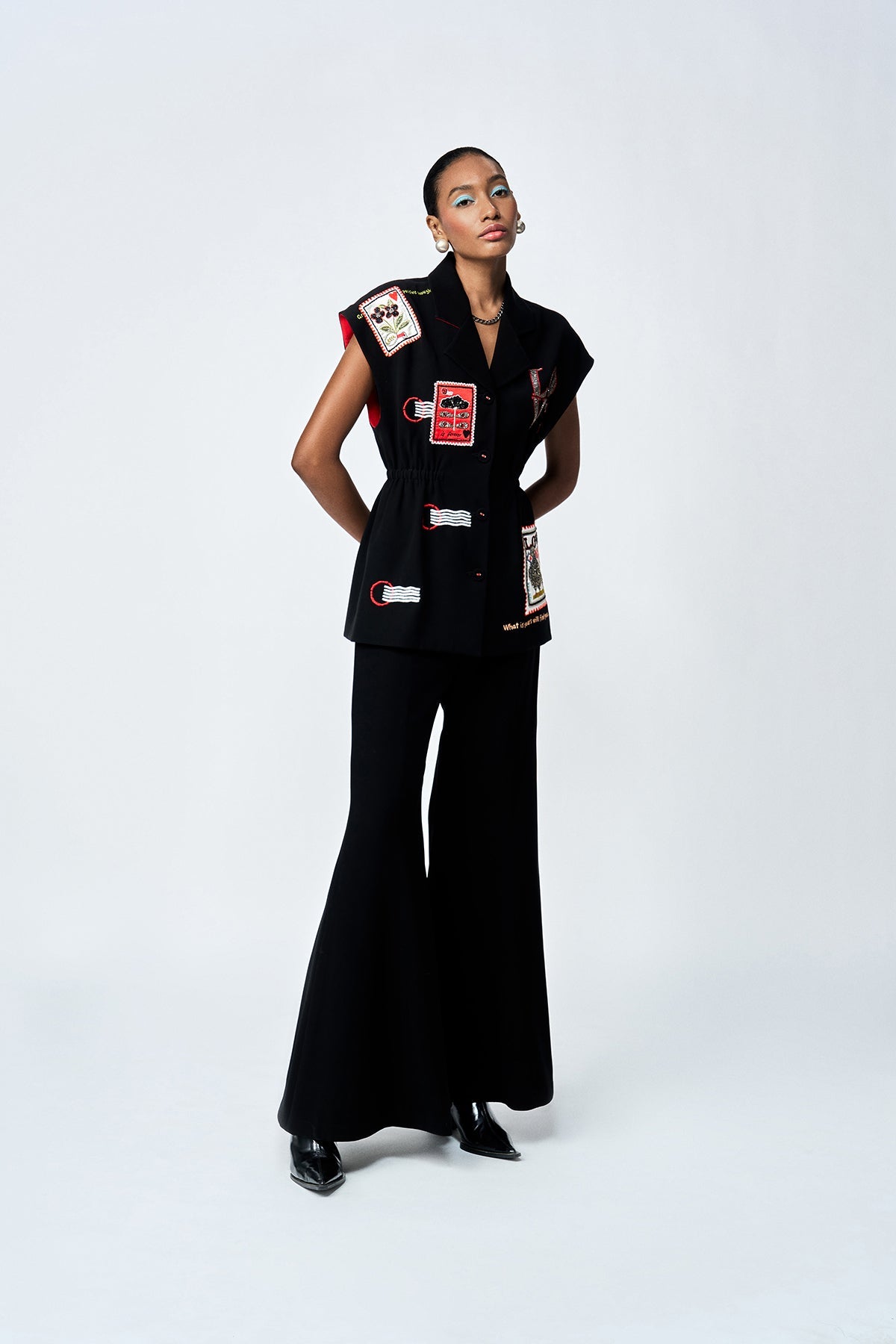 Yami Gautam in STAMP ROBE JACKET WITH BELL BOTTOM PANTS