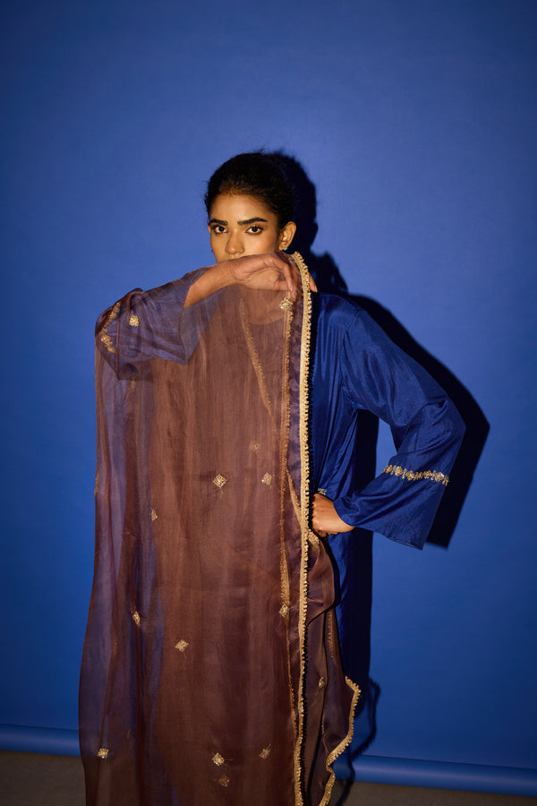 CY Esha Arora Blue A Line Kurta Set Closeup 1