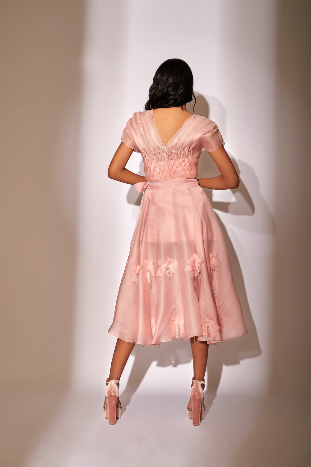 Pink Organza Flare Dress