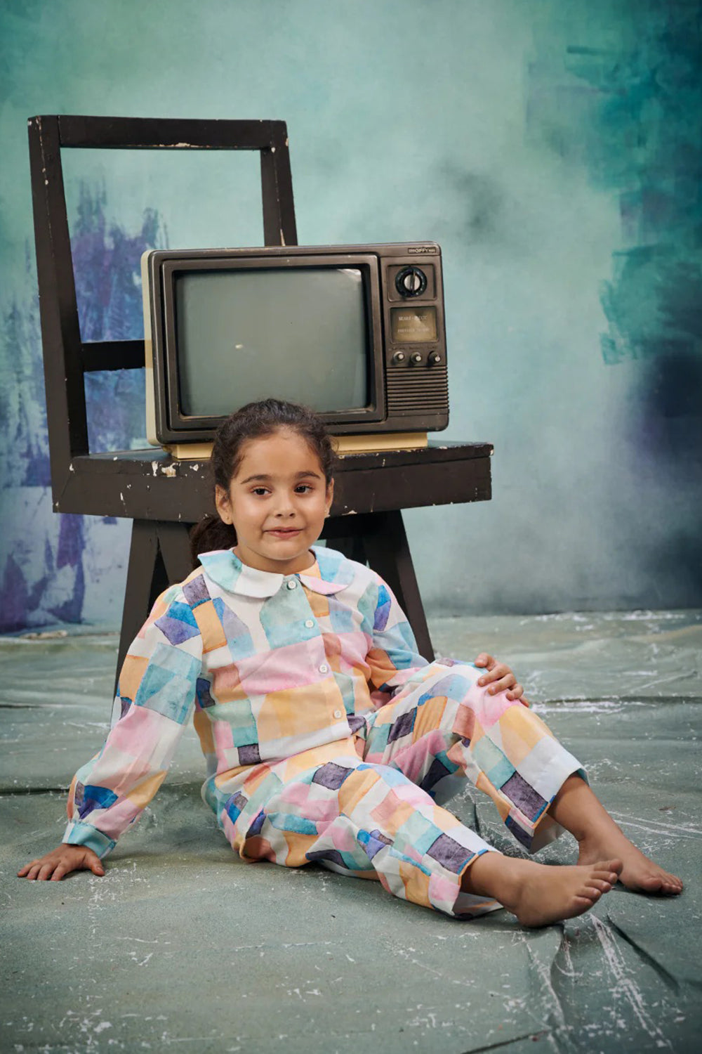 GEOMETRIC PRINT GIRLS CORD SET