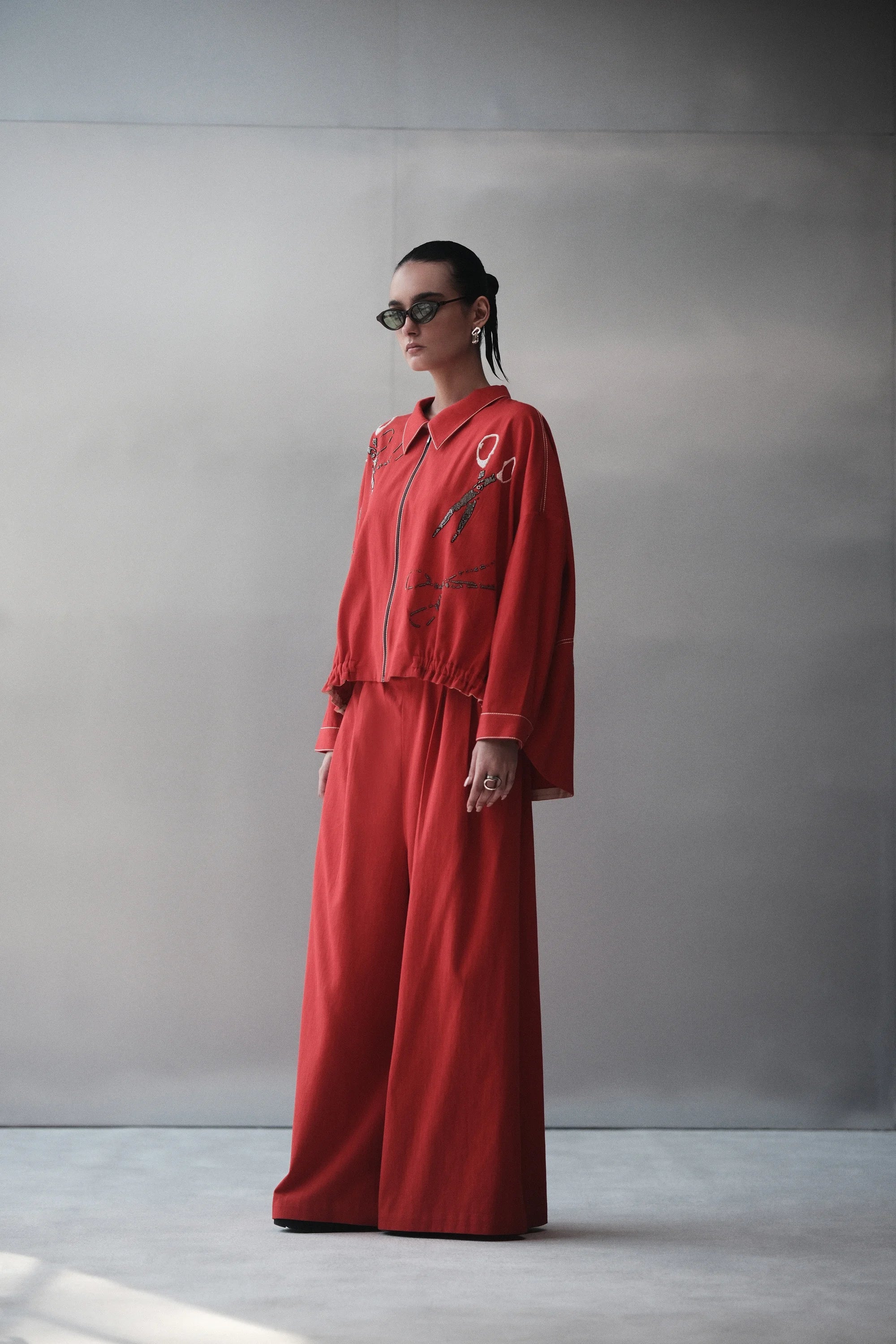 FREE FLOW PANTS OF ( SCISSORS OVERSIZED SHACKET )