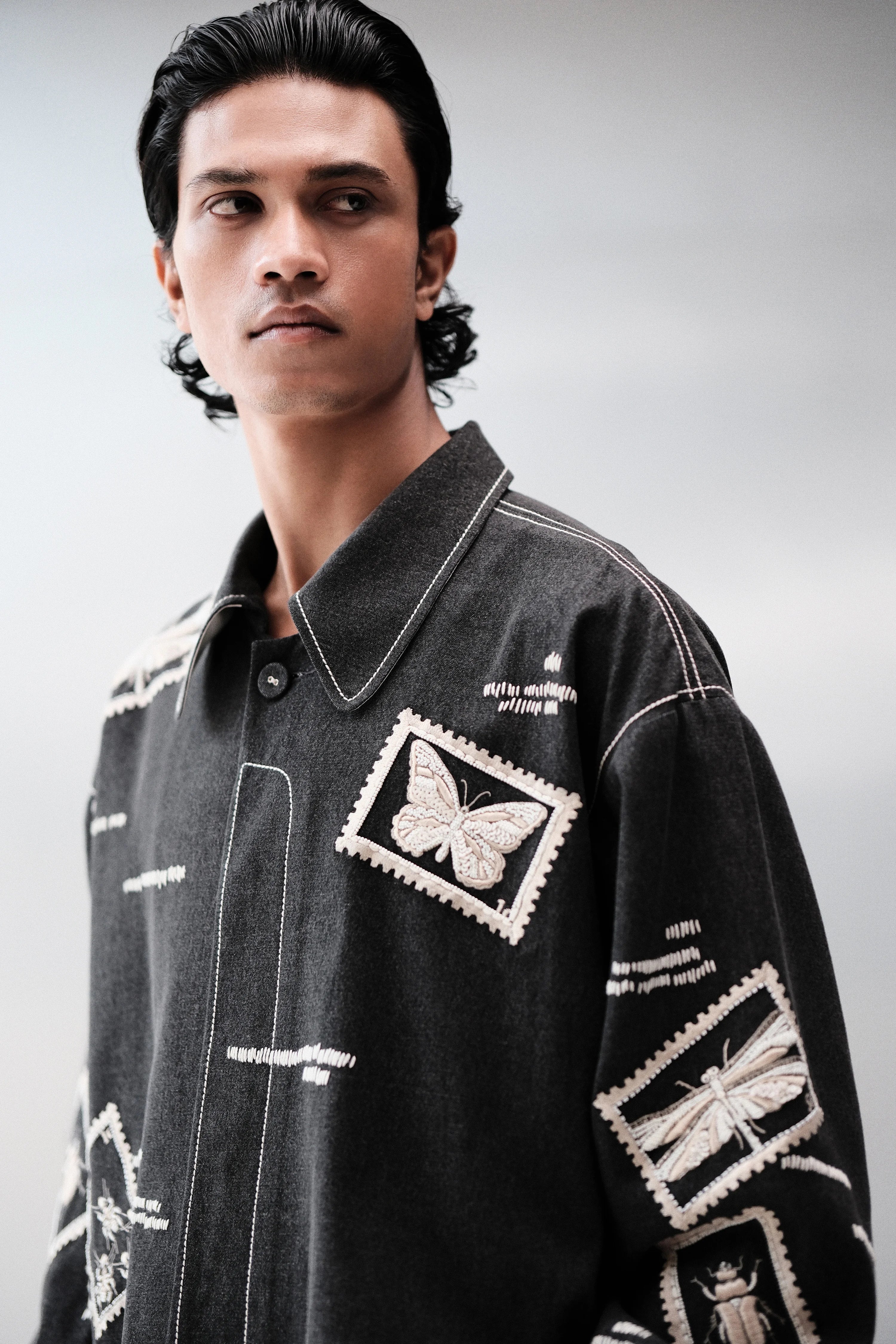 BUG STAMP OVERSIZED JACKET WITH BAGGY PANTS