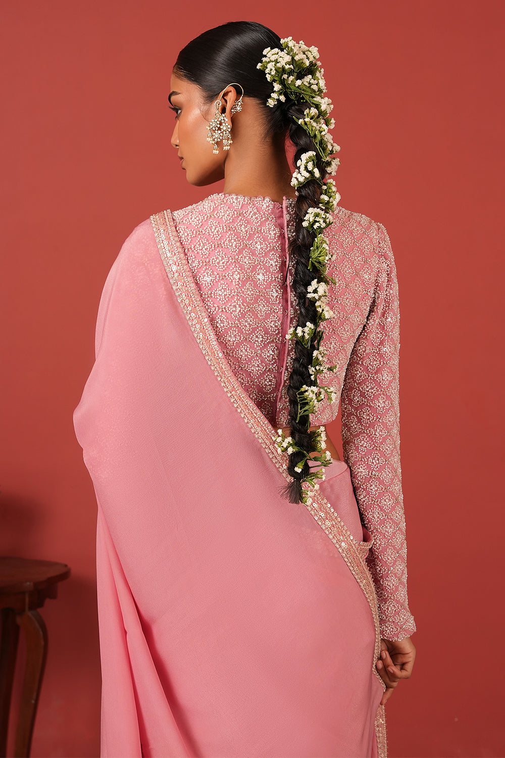 Flawless Embroidered Saree Set with Statement Blouse