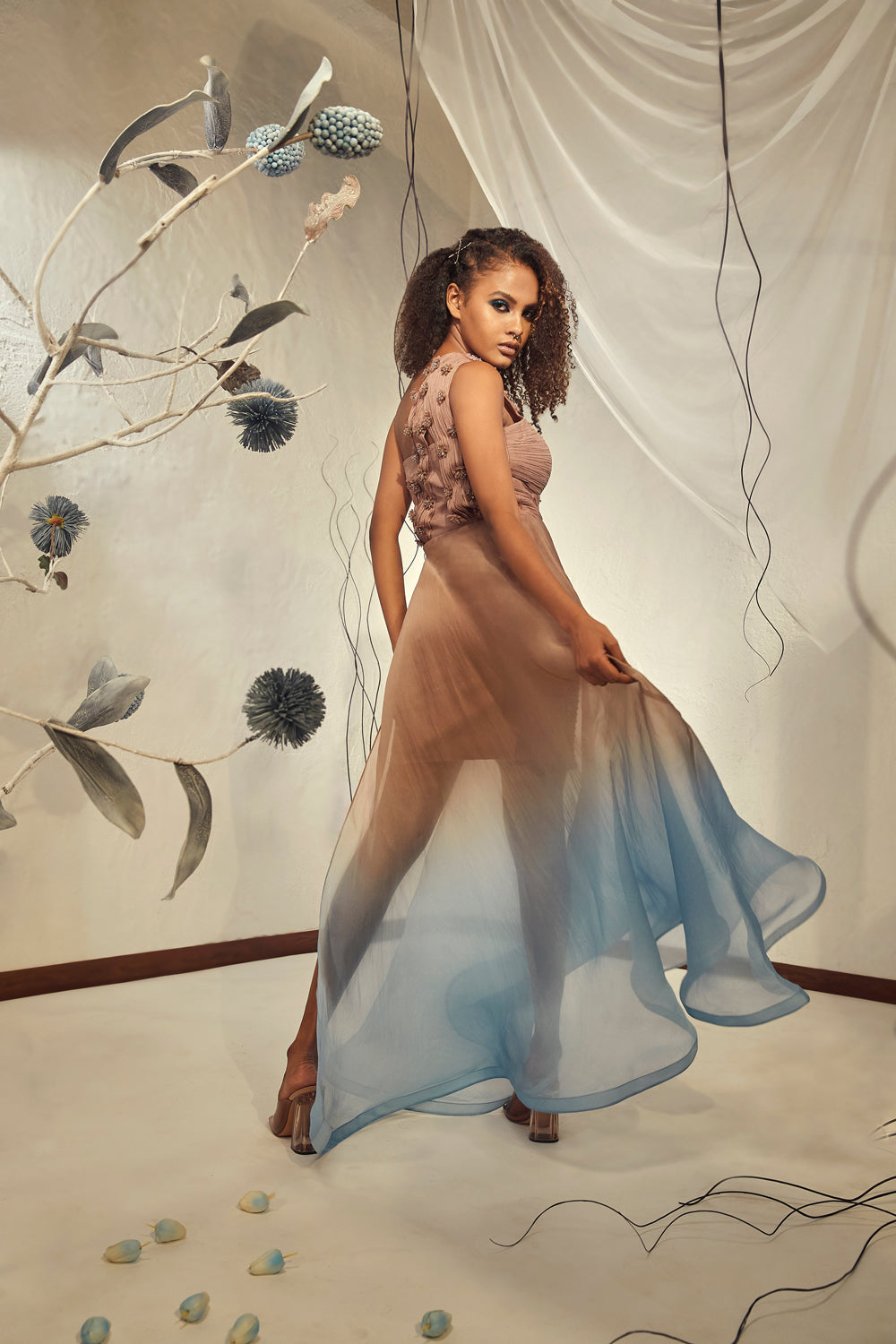 Coffee One Shoulder Short Dress