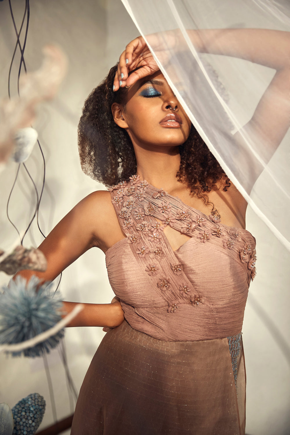 Coffee One Shoulder Short Dress