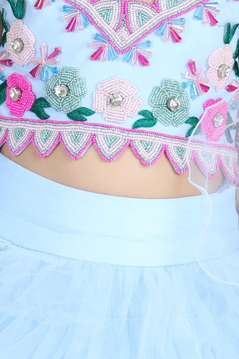 Handwork Blouse And Tulle Lehenga
