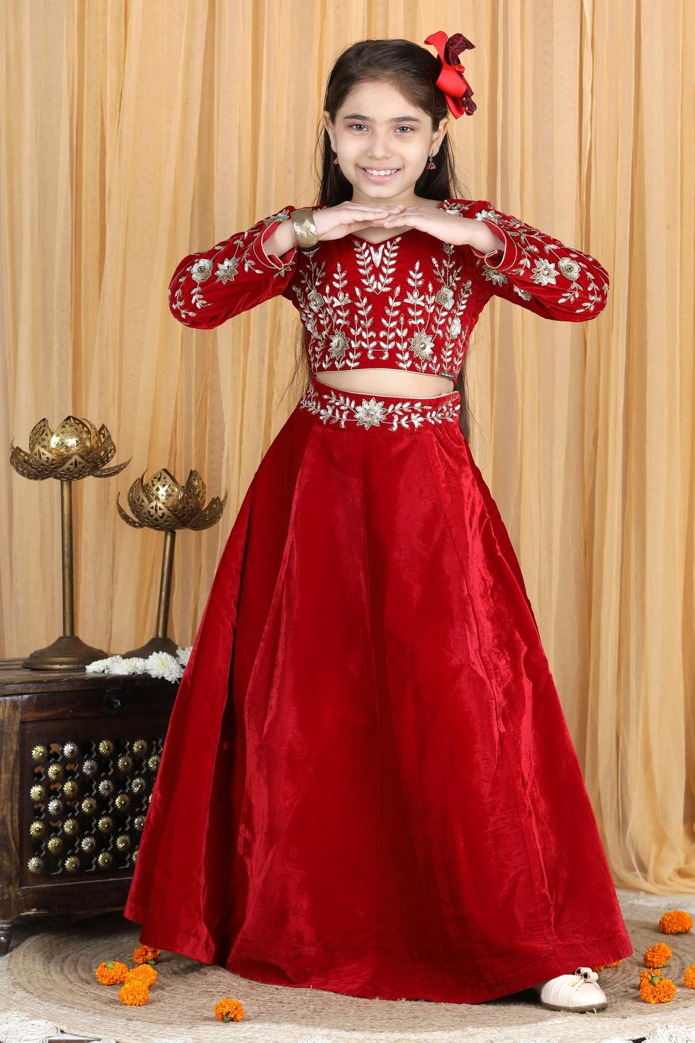 Velvet Lehenga With Embroidery