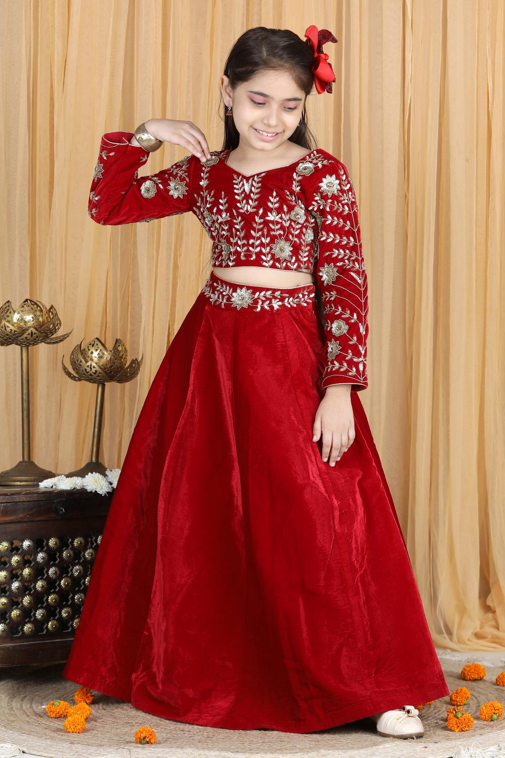Velvet Lehenga With Embroidery