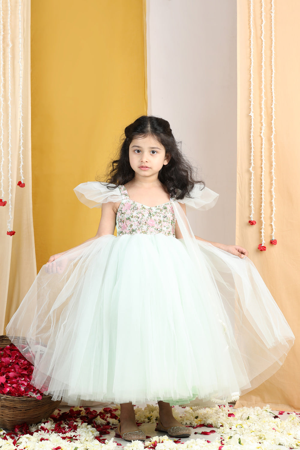 Flair Gown With Hand Embroidery On Yoke