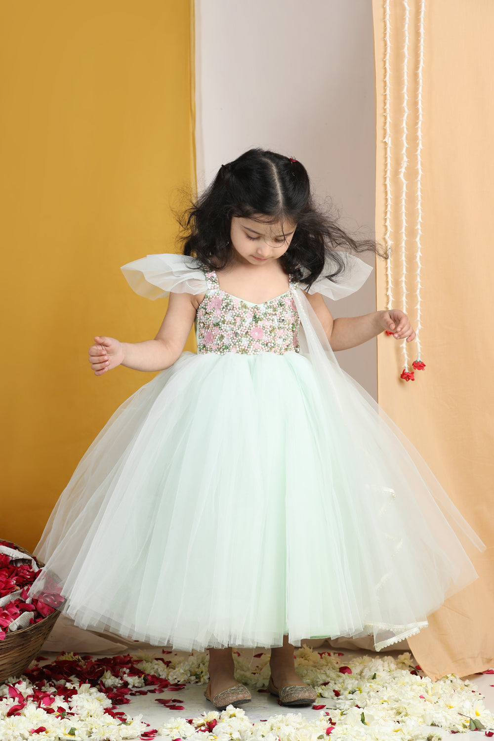 Flair Gown With Hand Embroidery On Yoke