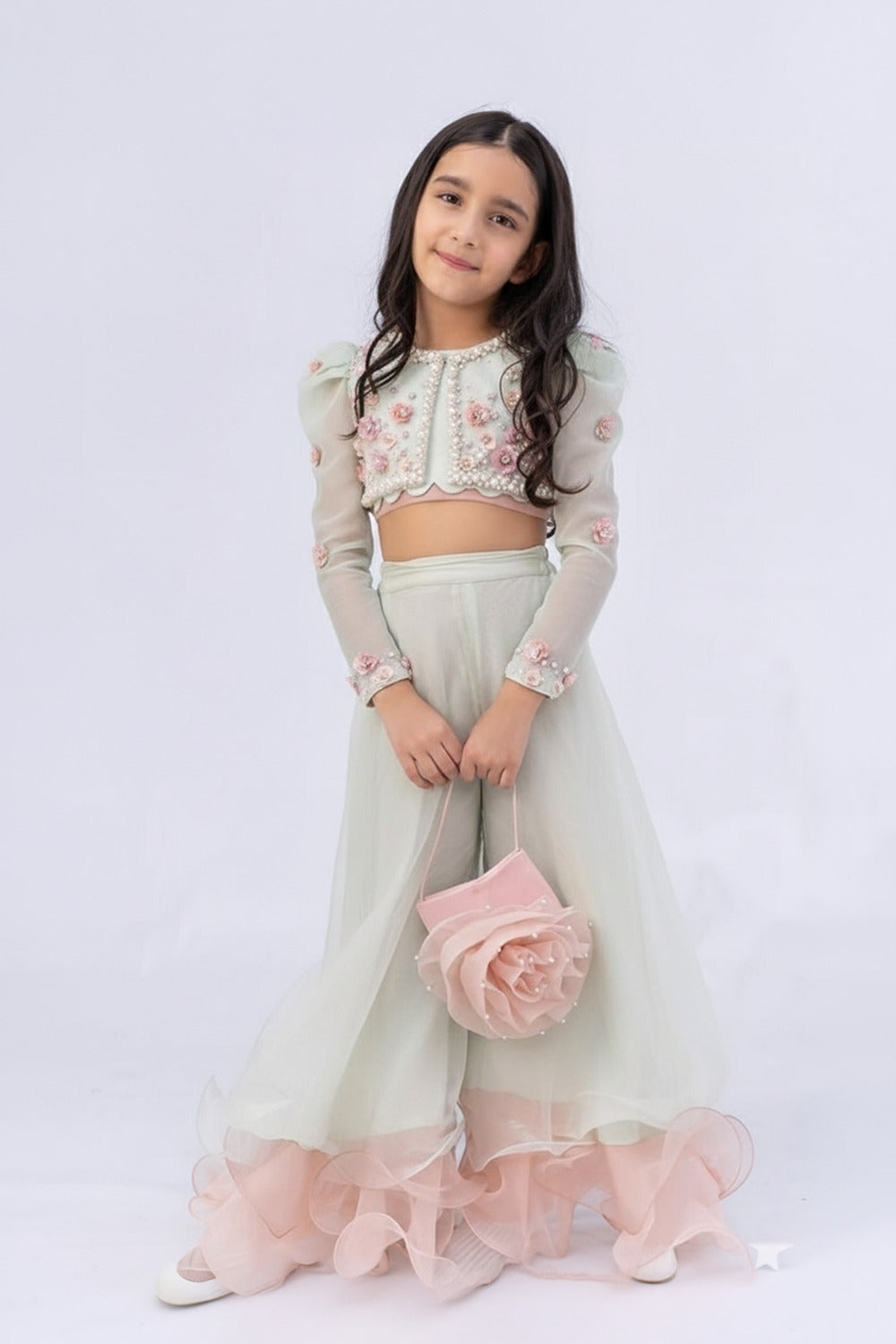 Hand Embroidery Top with Palazzo with Potli