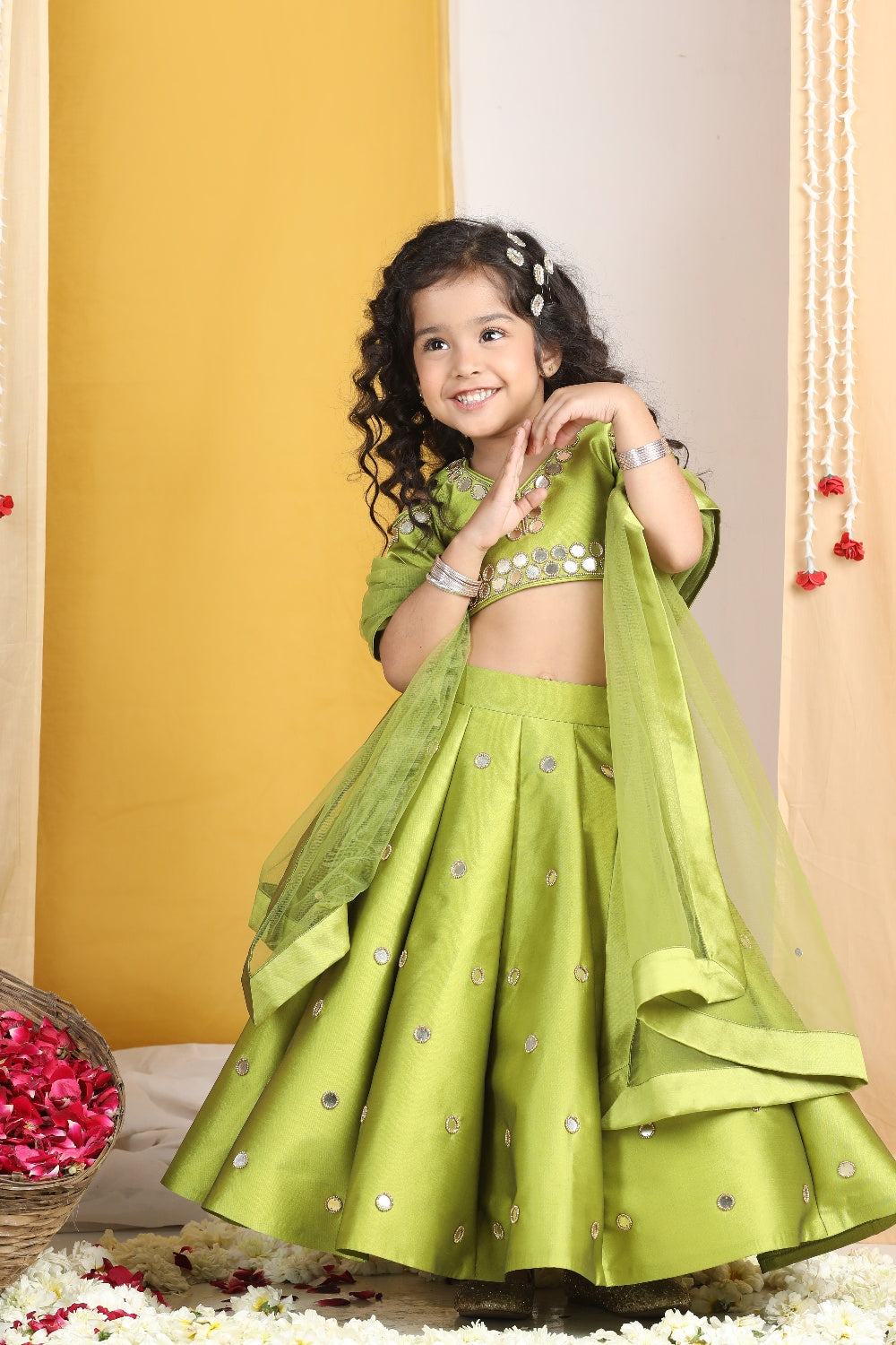 Mirror Work Lehanga N Blouse Work  With Duppatta