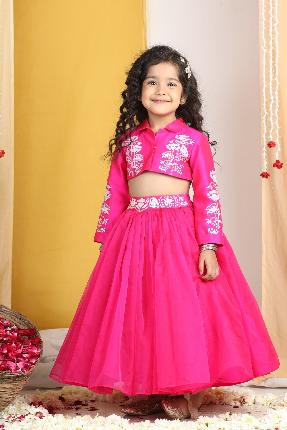 Thread Embroidery Blouse With Net Flair Lehanga