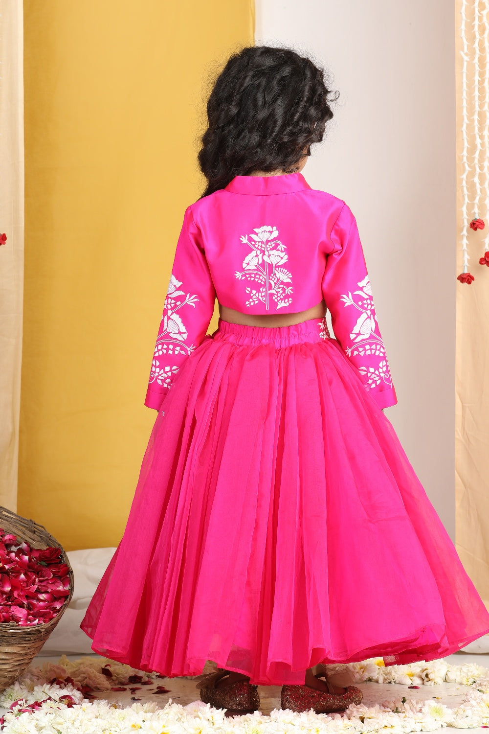 Thread Embroidery Blouse With Net Flair Lehanga