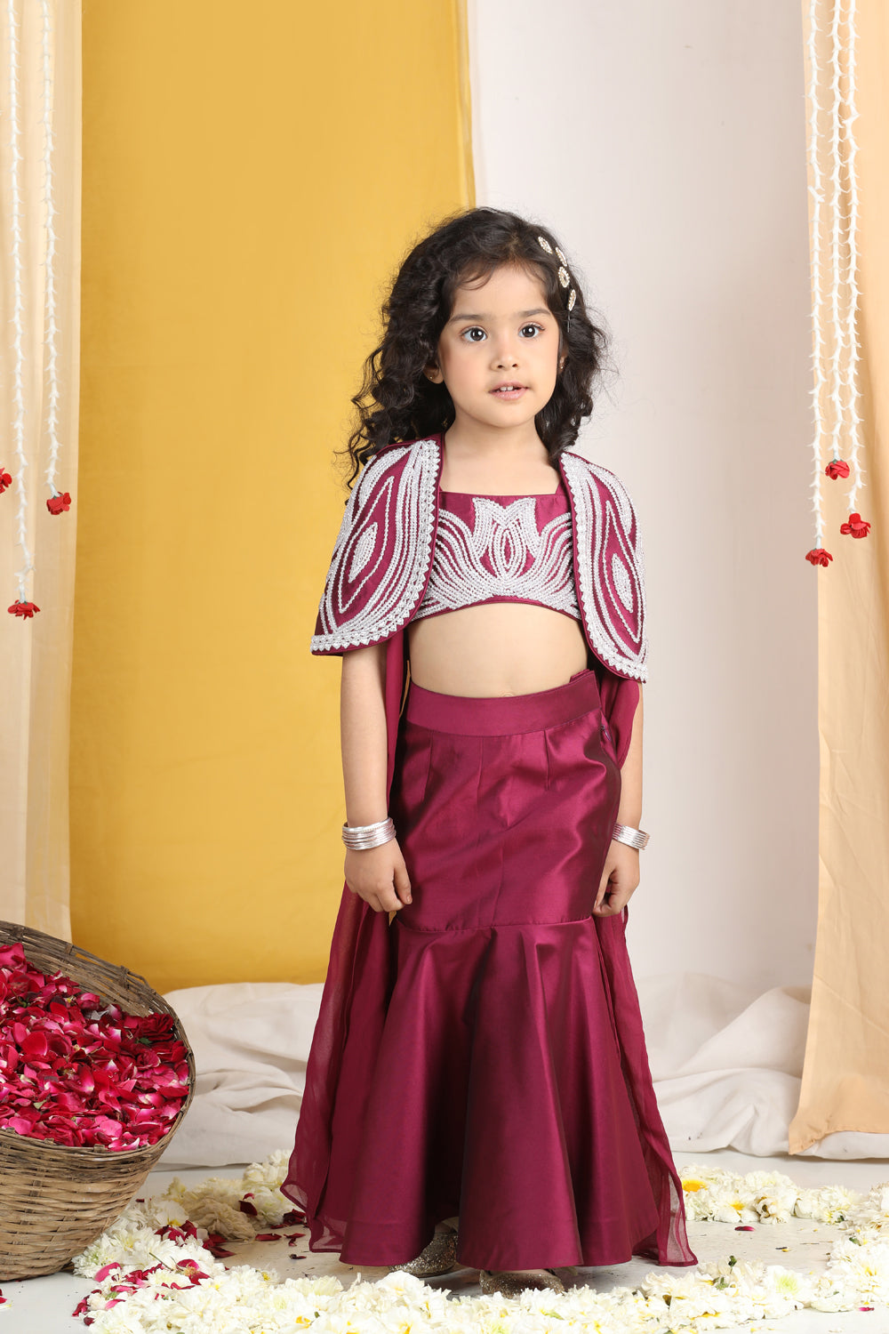 Moti Hand Work On Cape N Blouse With Fish Cut Lehanga