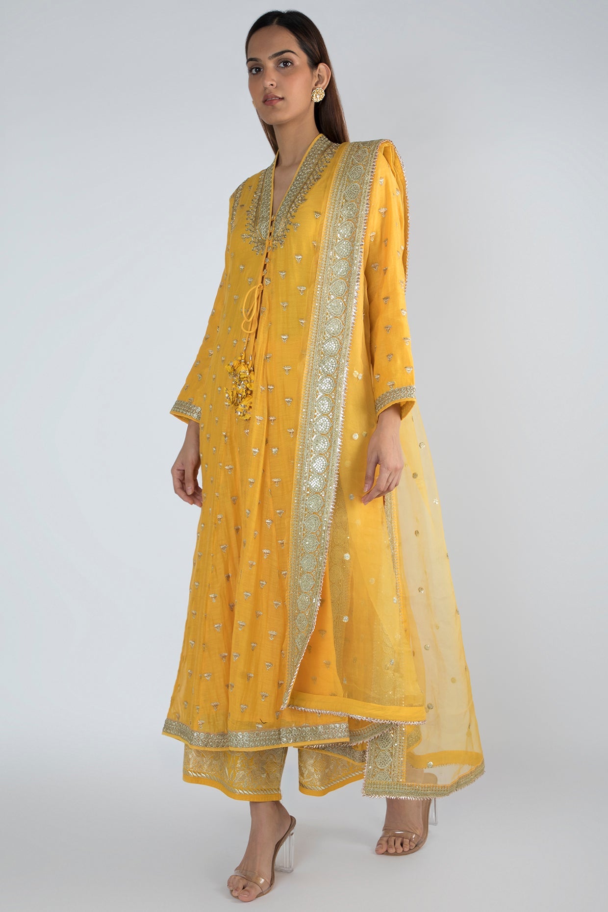 Meera Yellow Jacket Palazzo Set