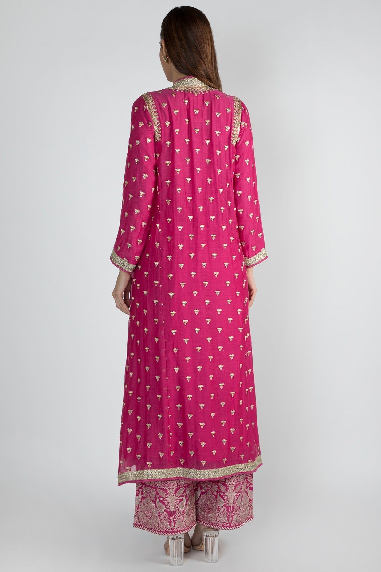 Meera Pink Jacket Palazzo Set