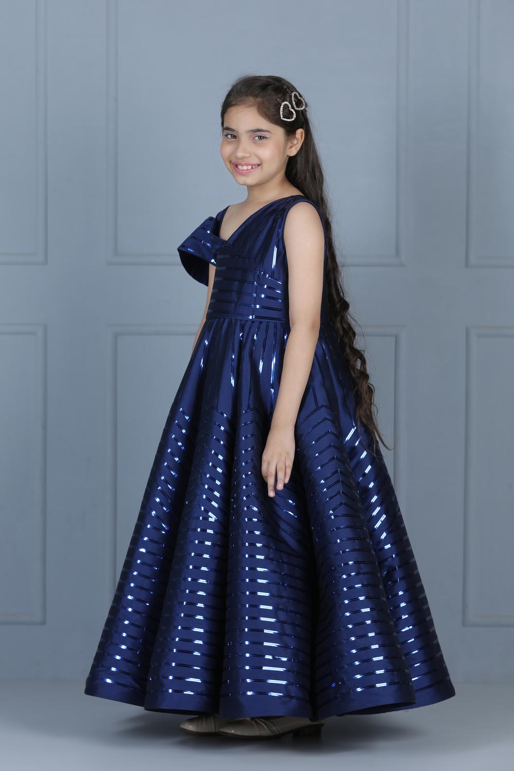 Glossy Taping Embllished Gown