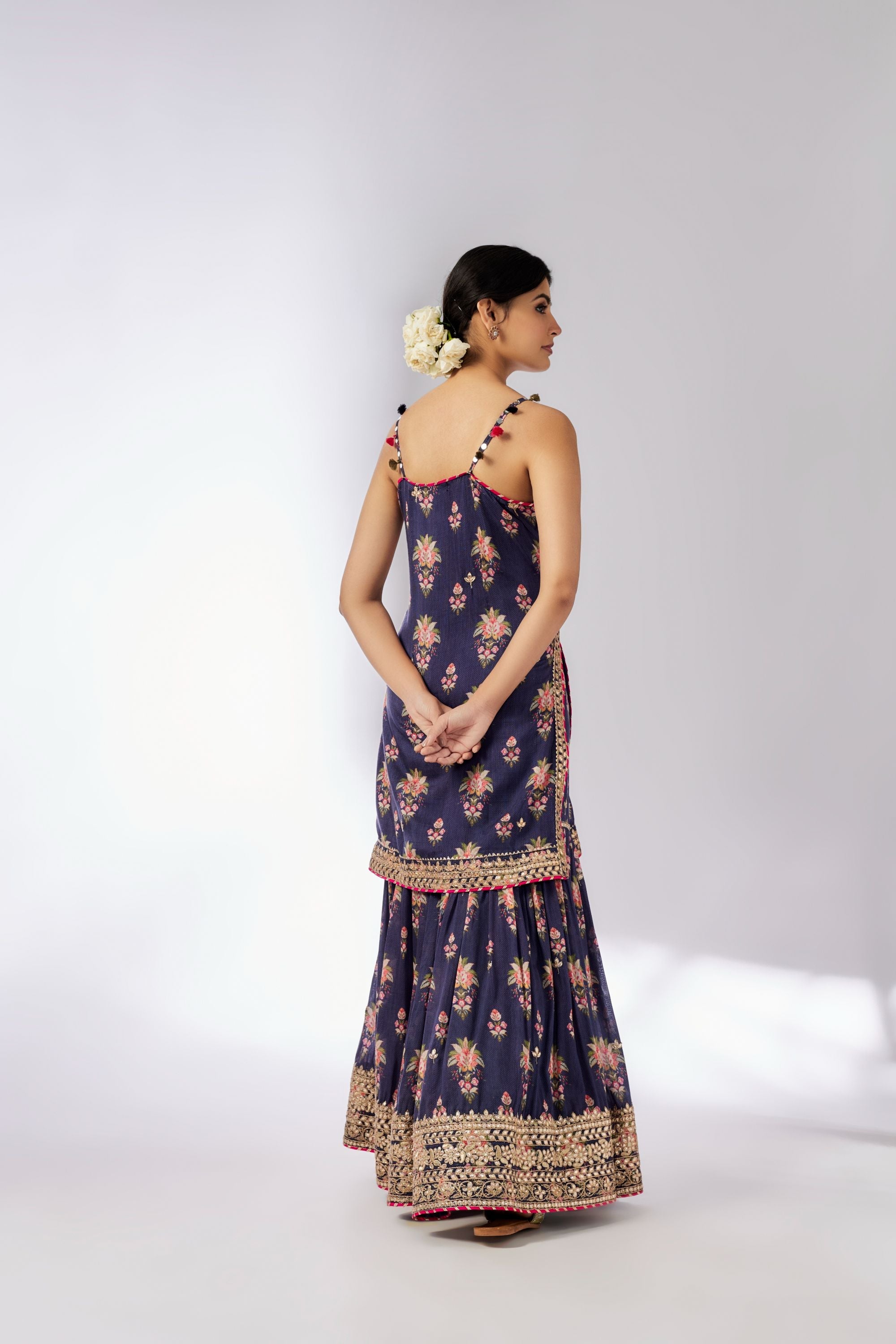 CY Gopi Vaid Advika Strappy Navy Sharara Set Back 1