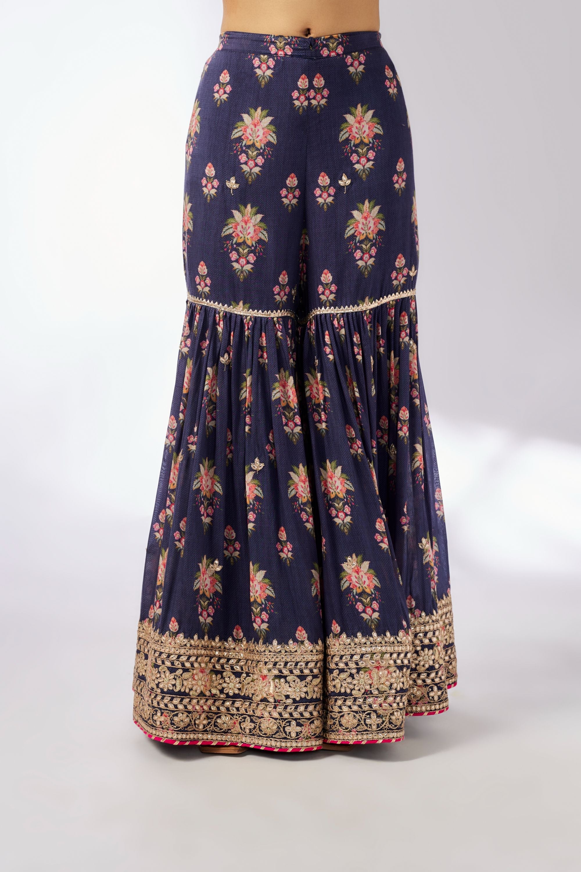 CY Gopi Vaid Advika Strappy Navy Sharara Set Closeup 2