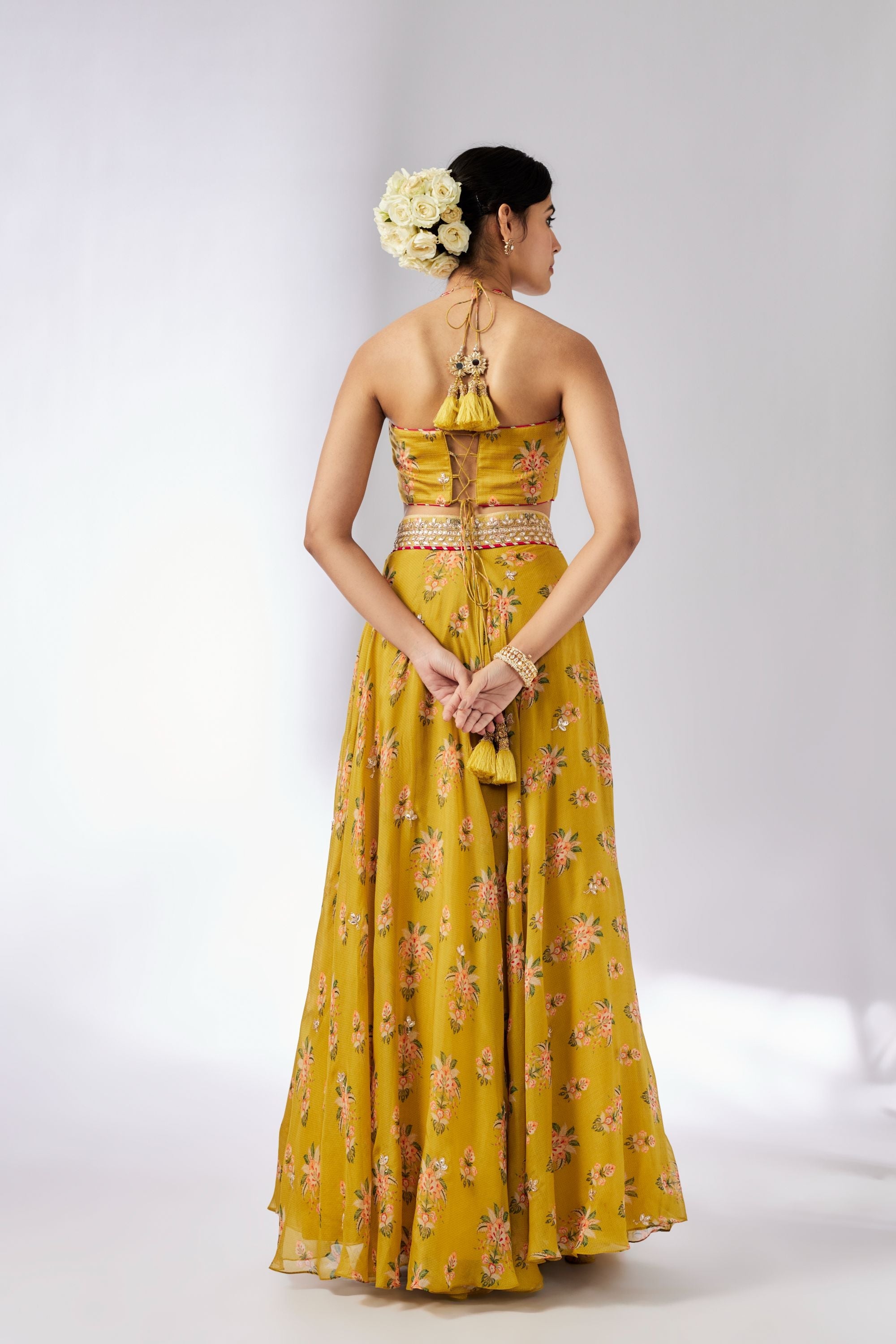 CY Gopi Vaid Bhairavi Mustard Lehenga Set Back 1