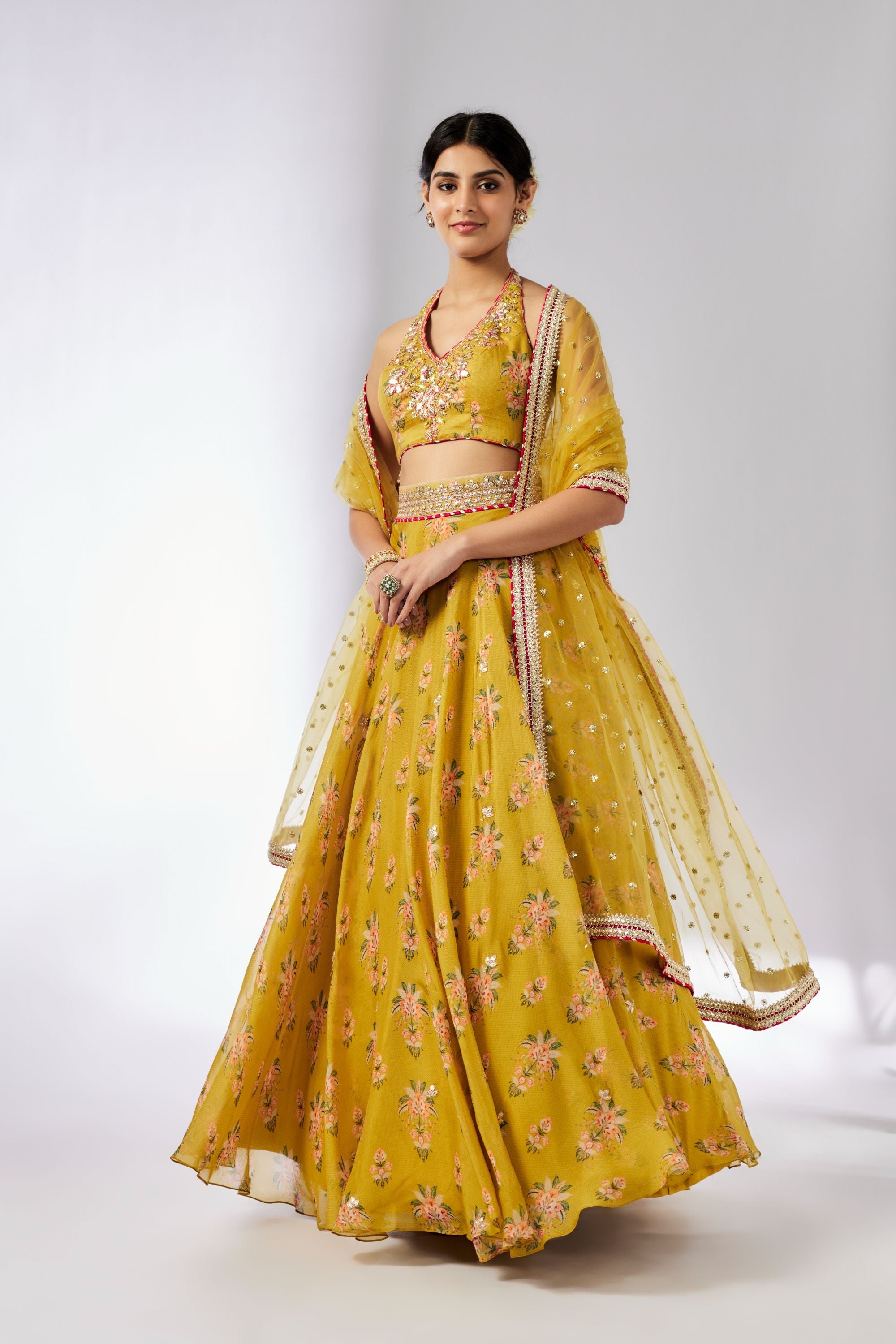 CY Gopi Vaid Bhairavi Mustard Lehenga Set Front 2