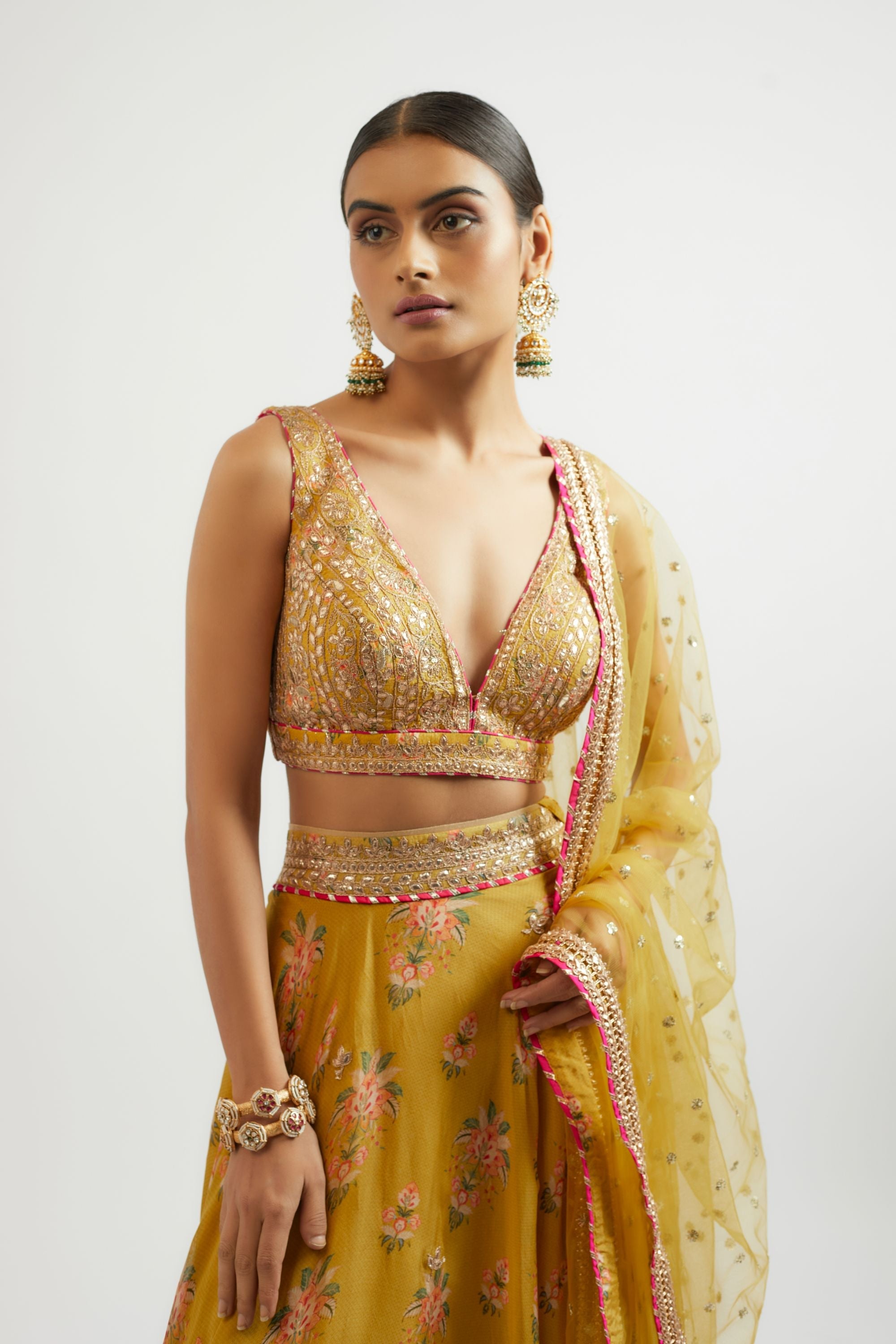 CY Gopi Vaid Esha Mustard Lehenga Set Closeup 1