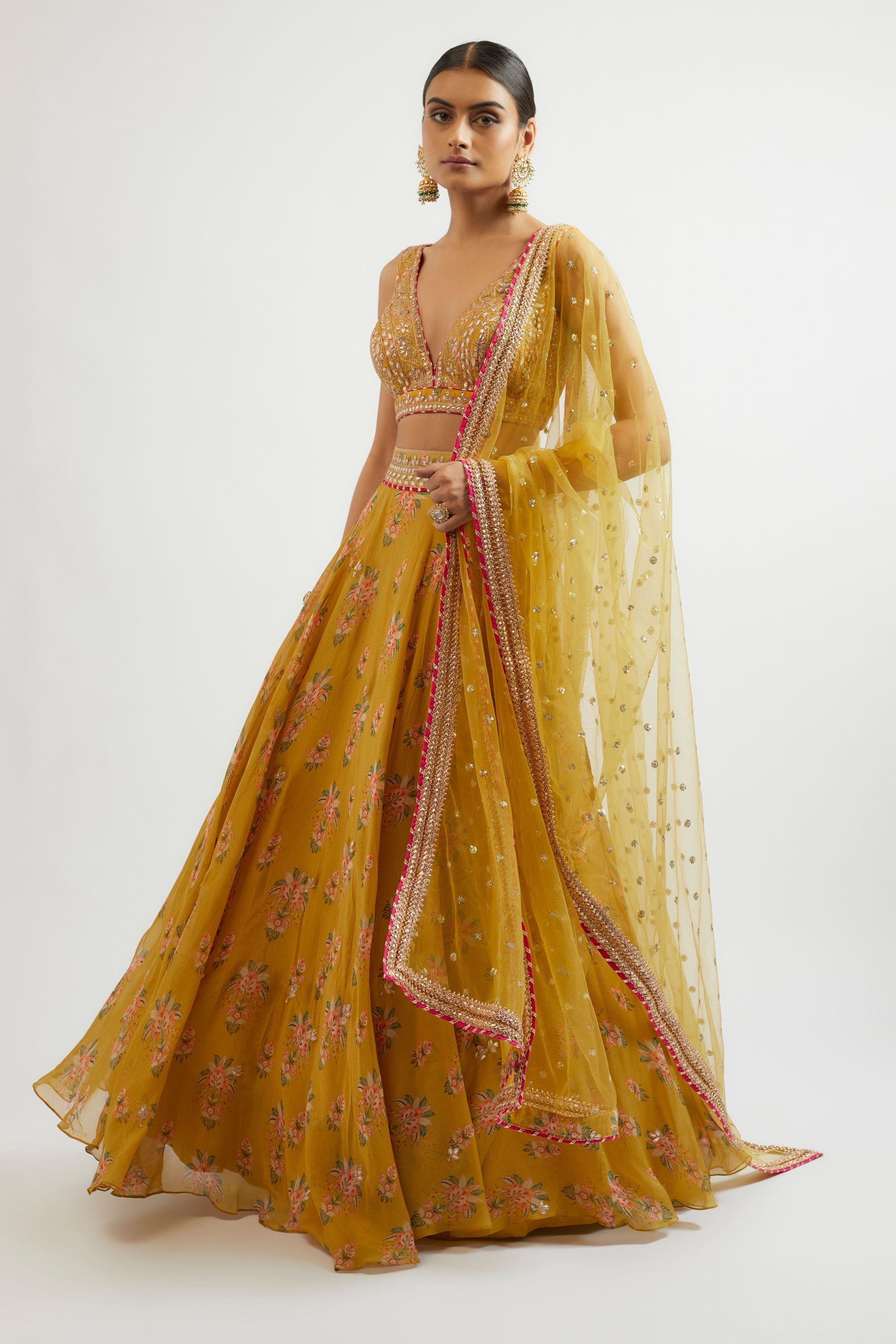 CY Gopi Vaid Esha Mustard Lehenga Set Front 1