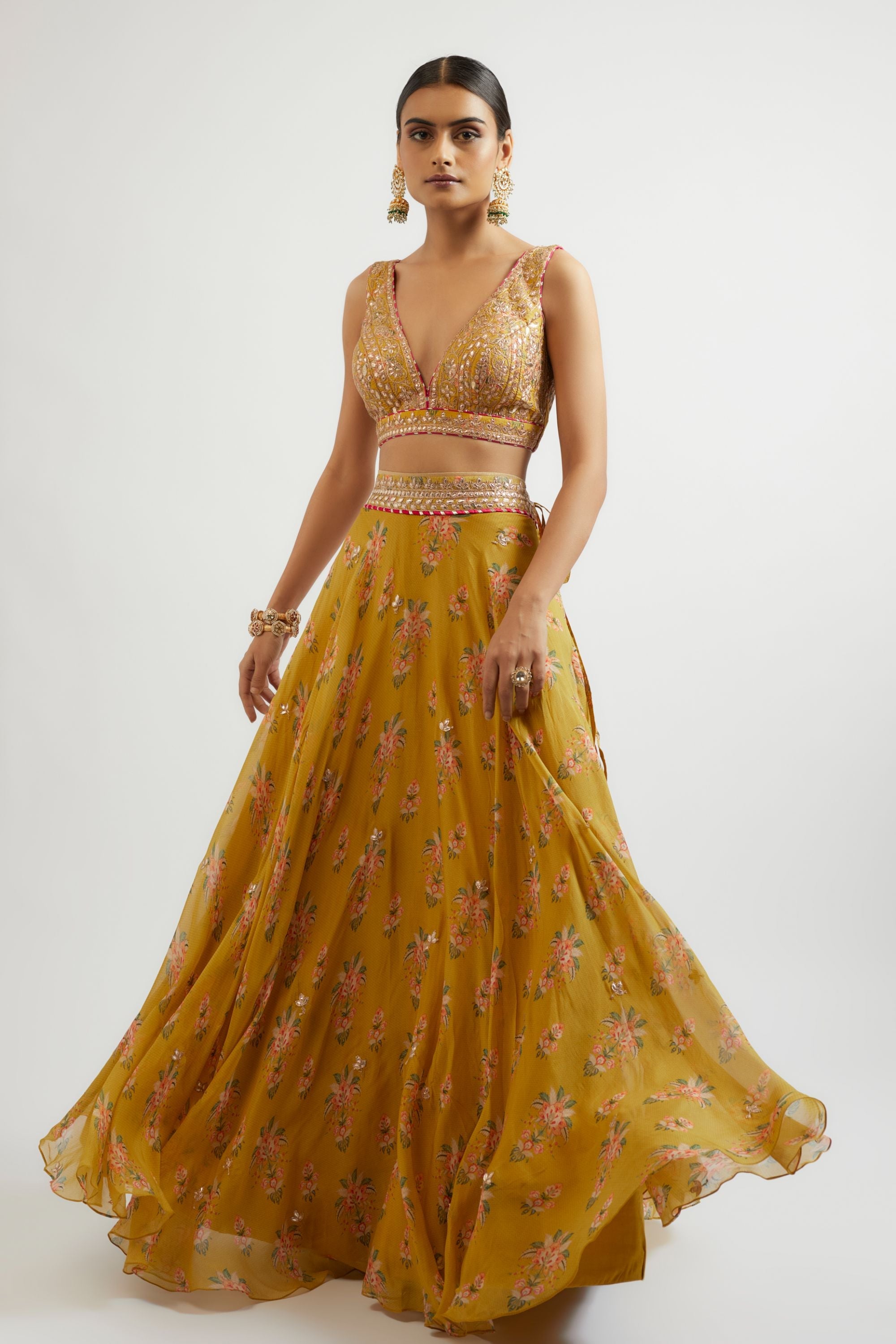CY Gopi Vaid Esha Mustard Lehenga Set Front 2