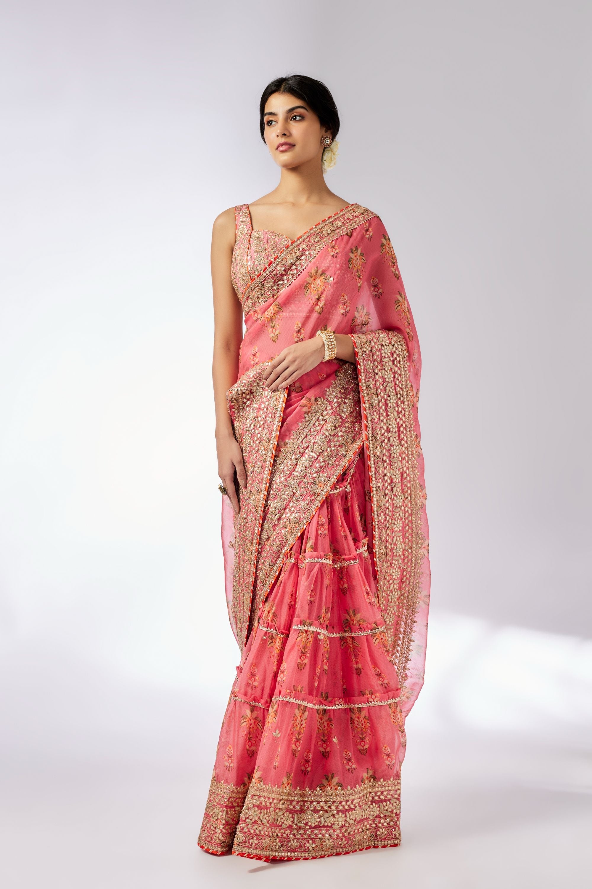 CY Gopi Vaid Mahira Pink Saree Set Front 1