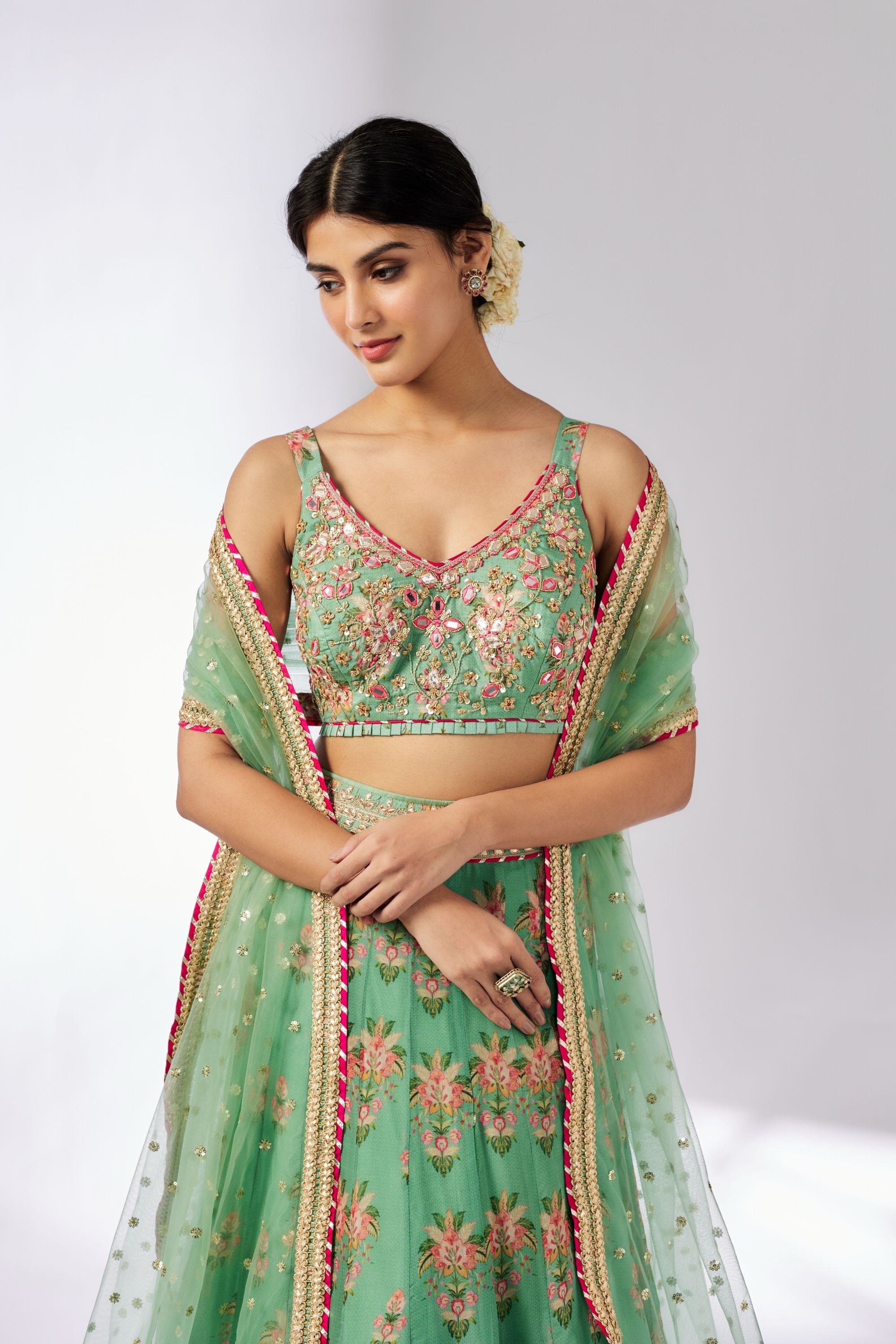CY Gopi Vaid Malini Mint Lehenga Set Closeup 1