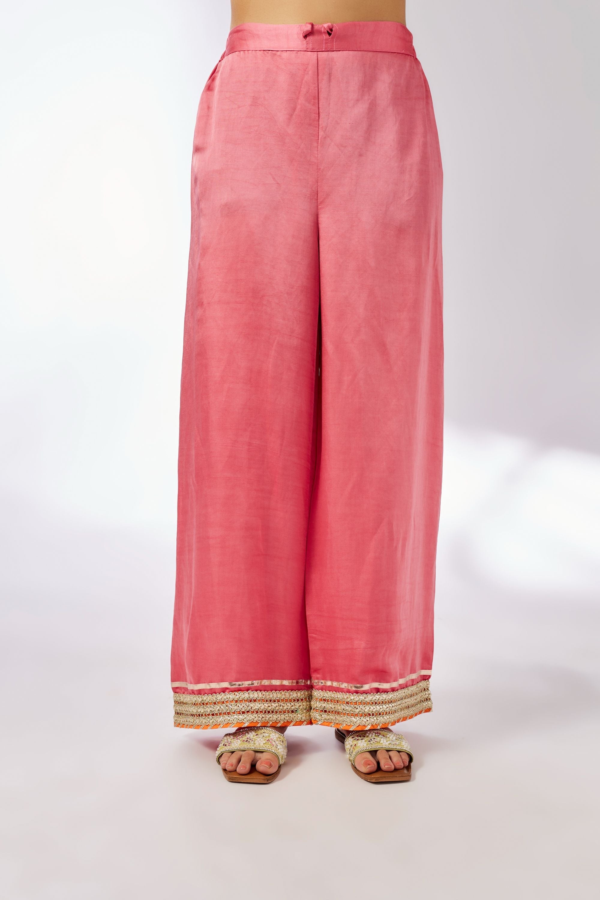 CY Gopi Vaid Mansi Pink Embroidered Palazzo Set Closeup 2