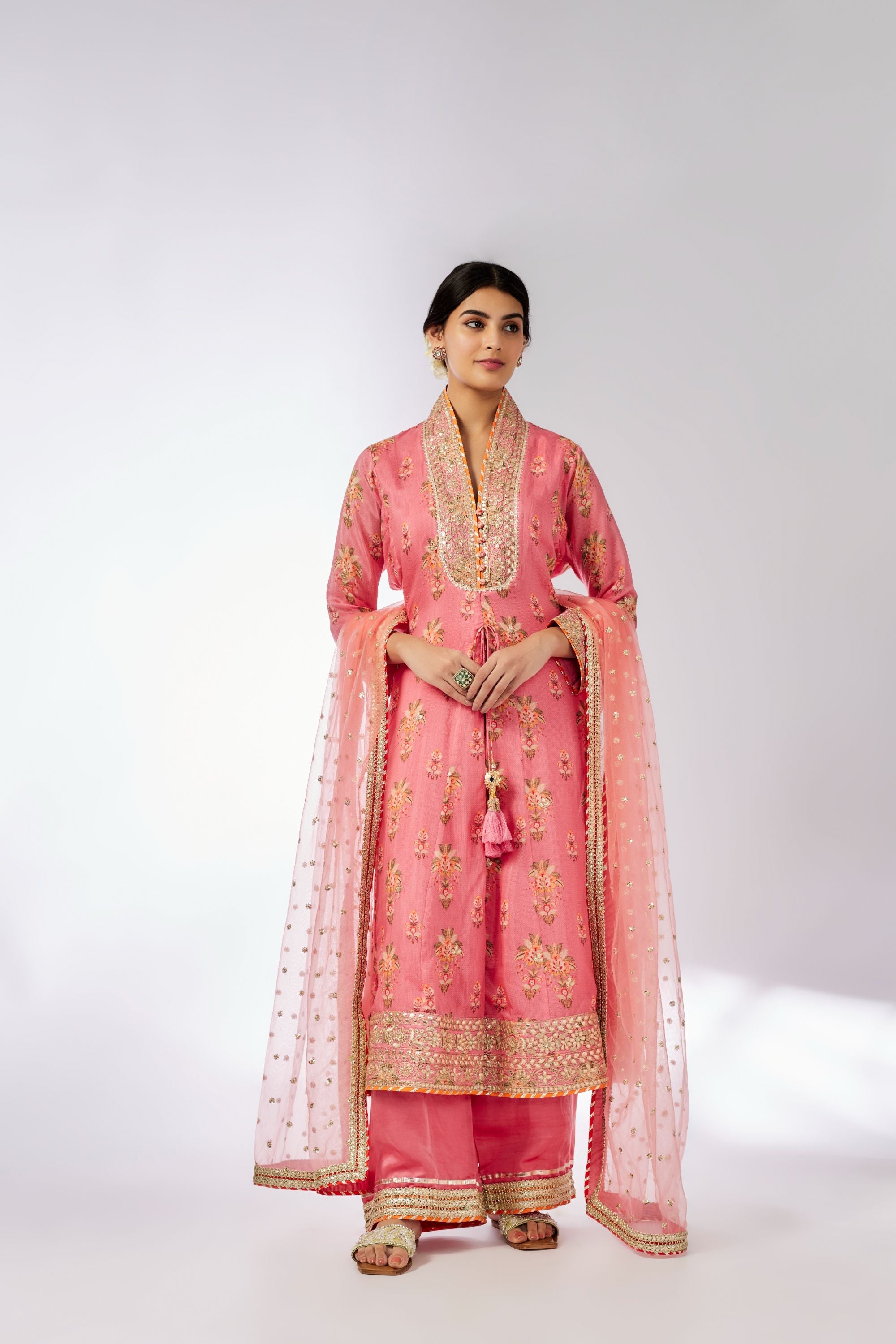 CY Gopi Vaid Mansi Pink Embroidered Palazzo Set Front 1