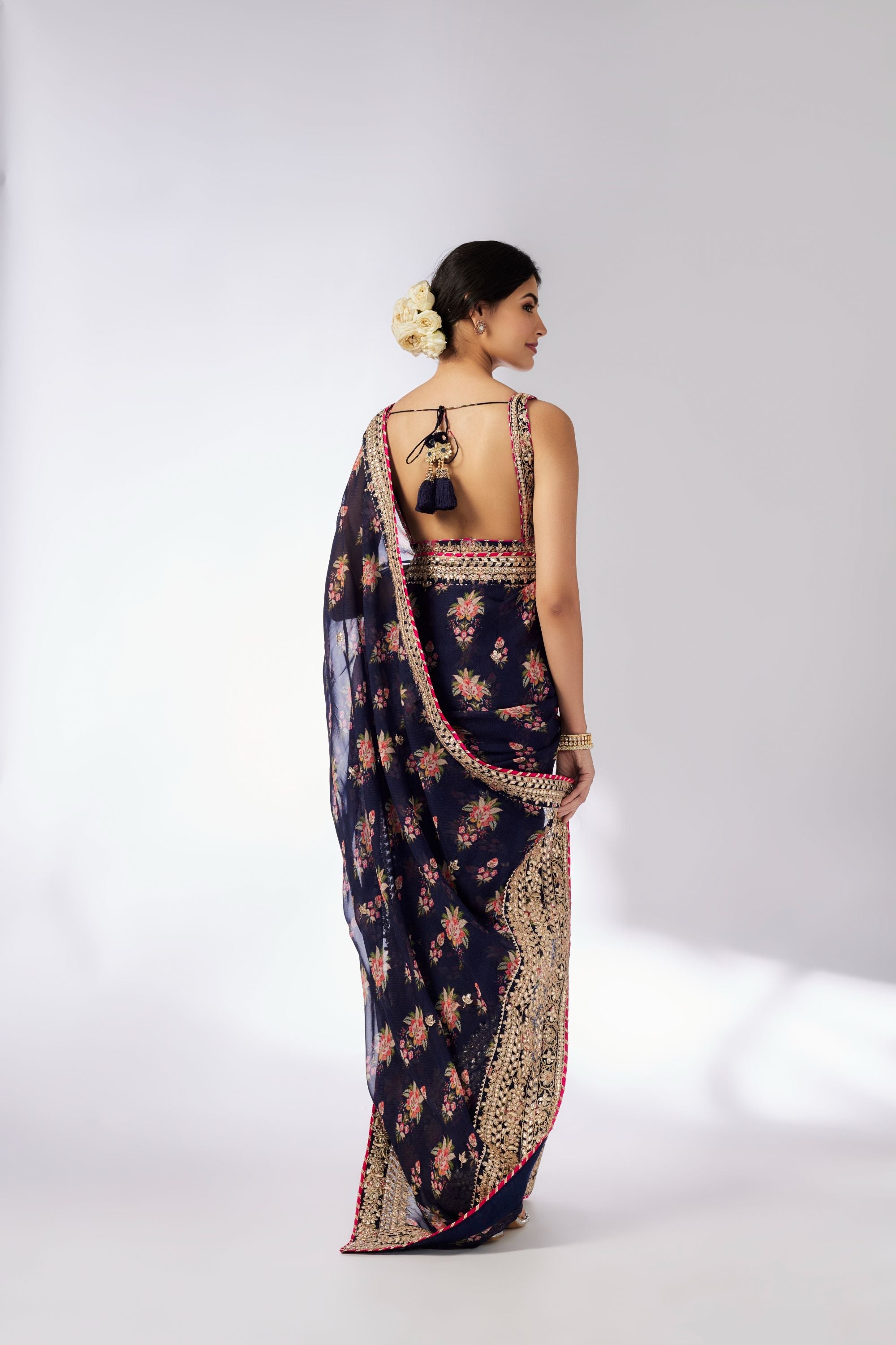 CY Gopi Vaid Masoom Navy Saree Set Back 1