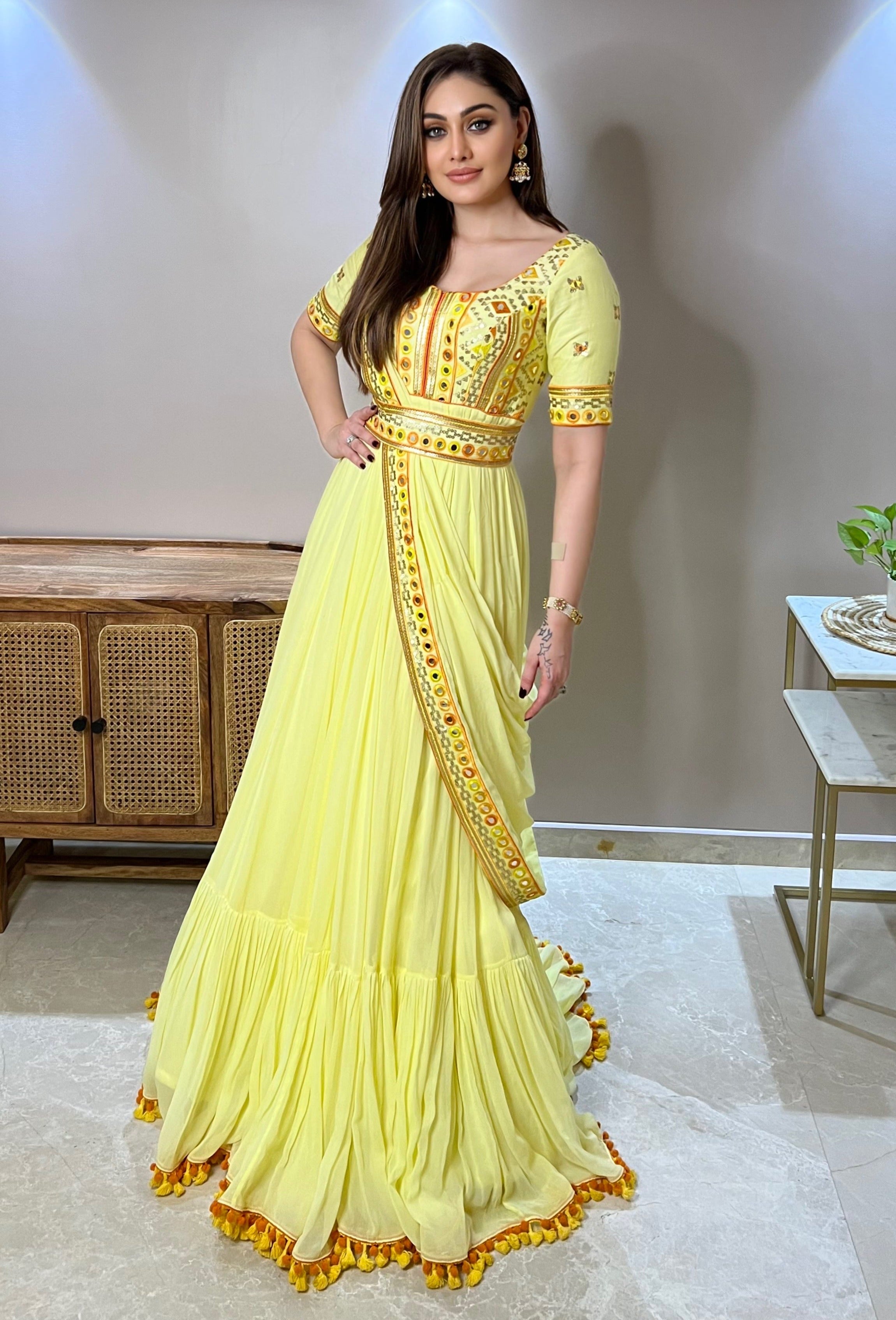 CY Gopi Vaid Shefali Jariwala In Saree Gown Front 2