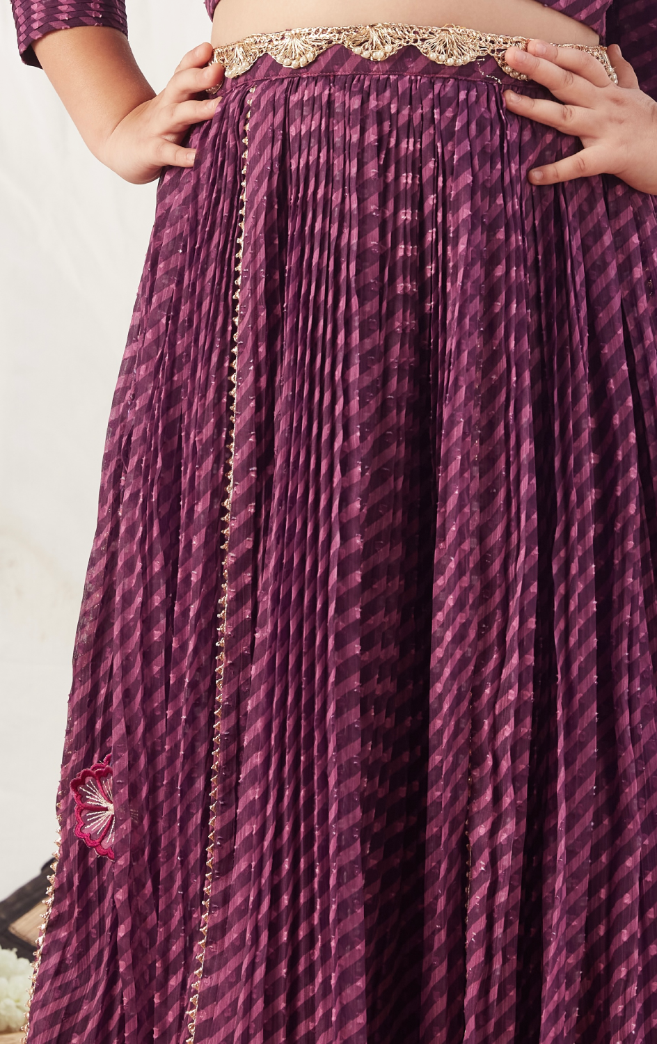 PURPLE LEHERIYA LEHENGA SET