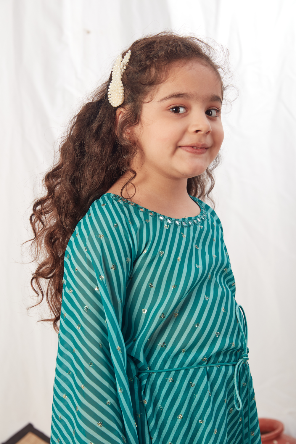 GREEN LEHERIYA KAFTAN SET