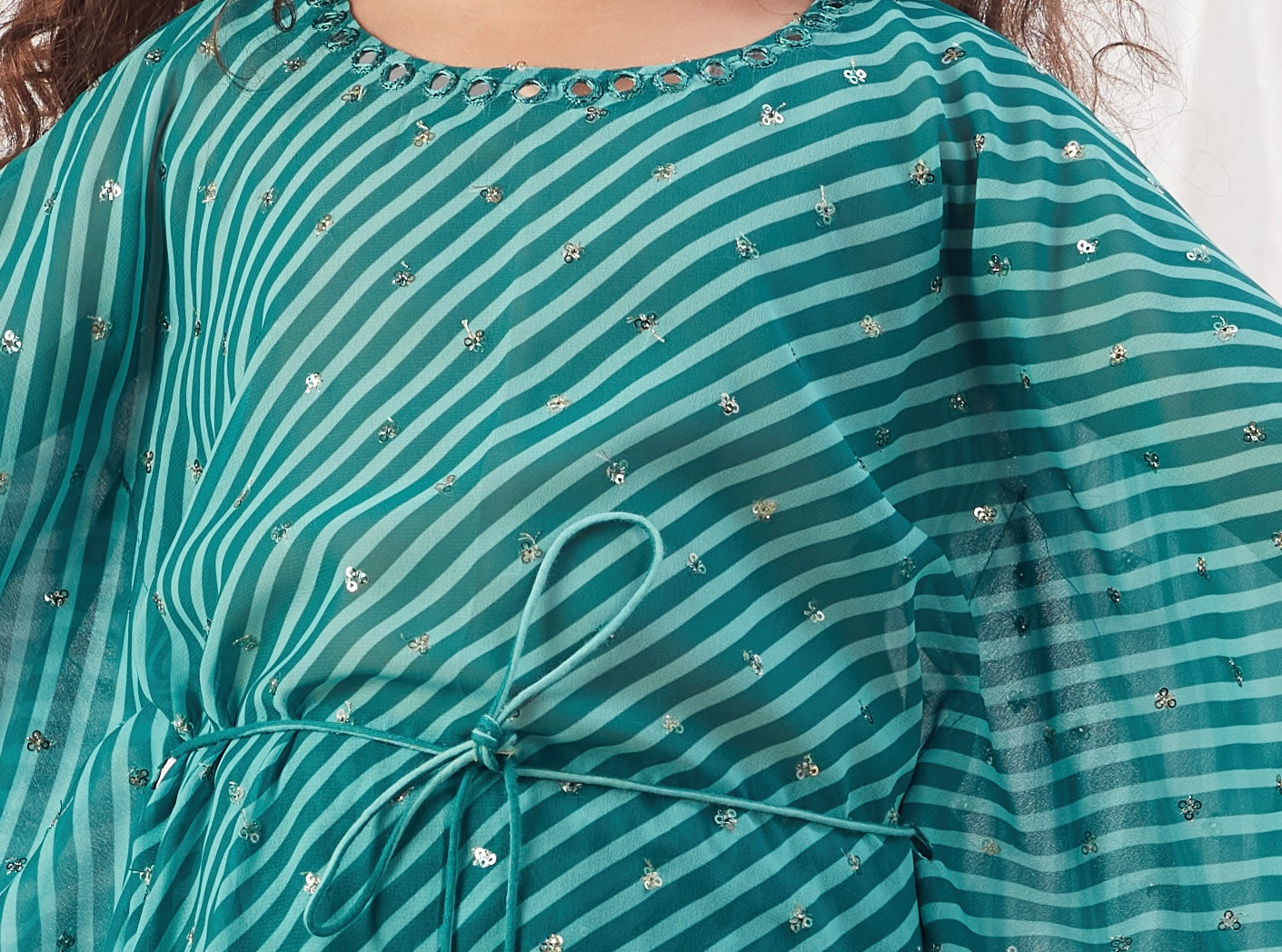 GREEN LEHERIYA KAFTAN SET