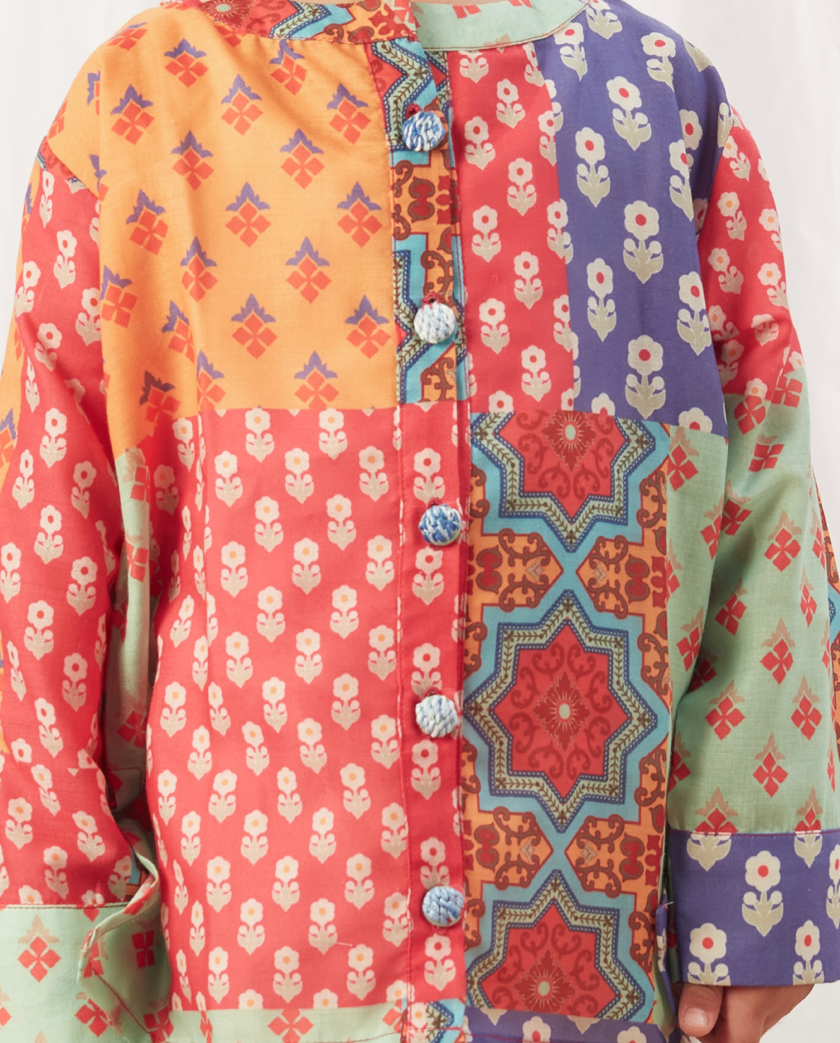 MULTICOLOUR BLOCK PRINT SHORT KURTA SET