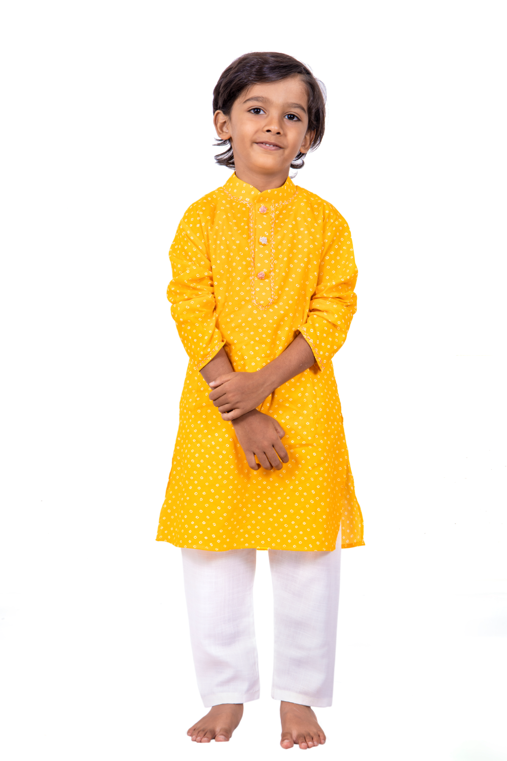 YELLOW BANDHANI KURTA SET