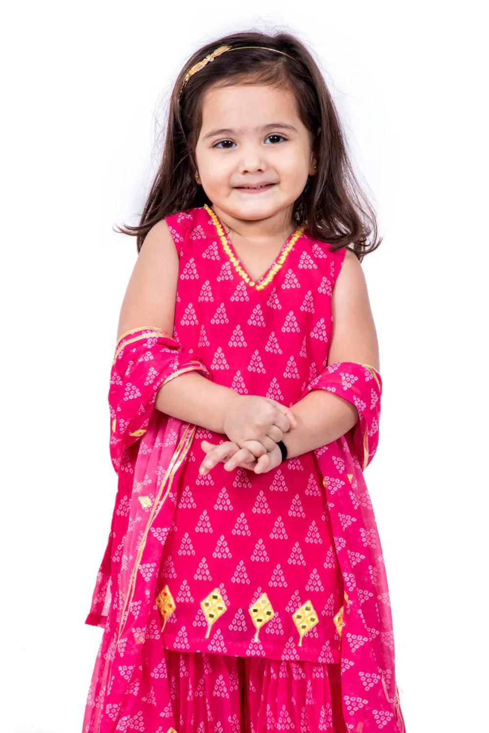PINK BANDHANI SHARARA SET