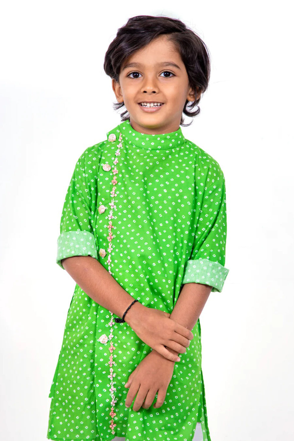 GREEN BANDHANI KURTA SET