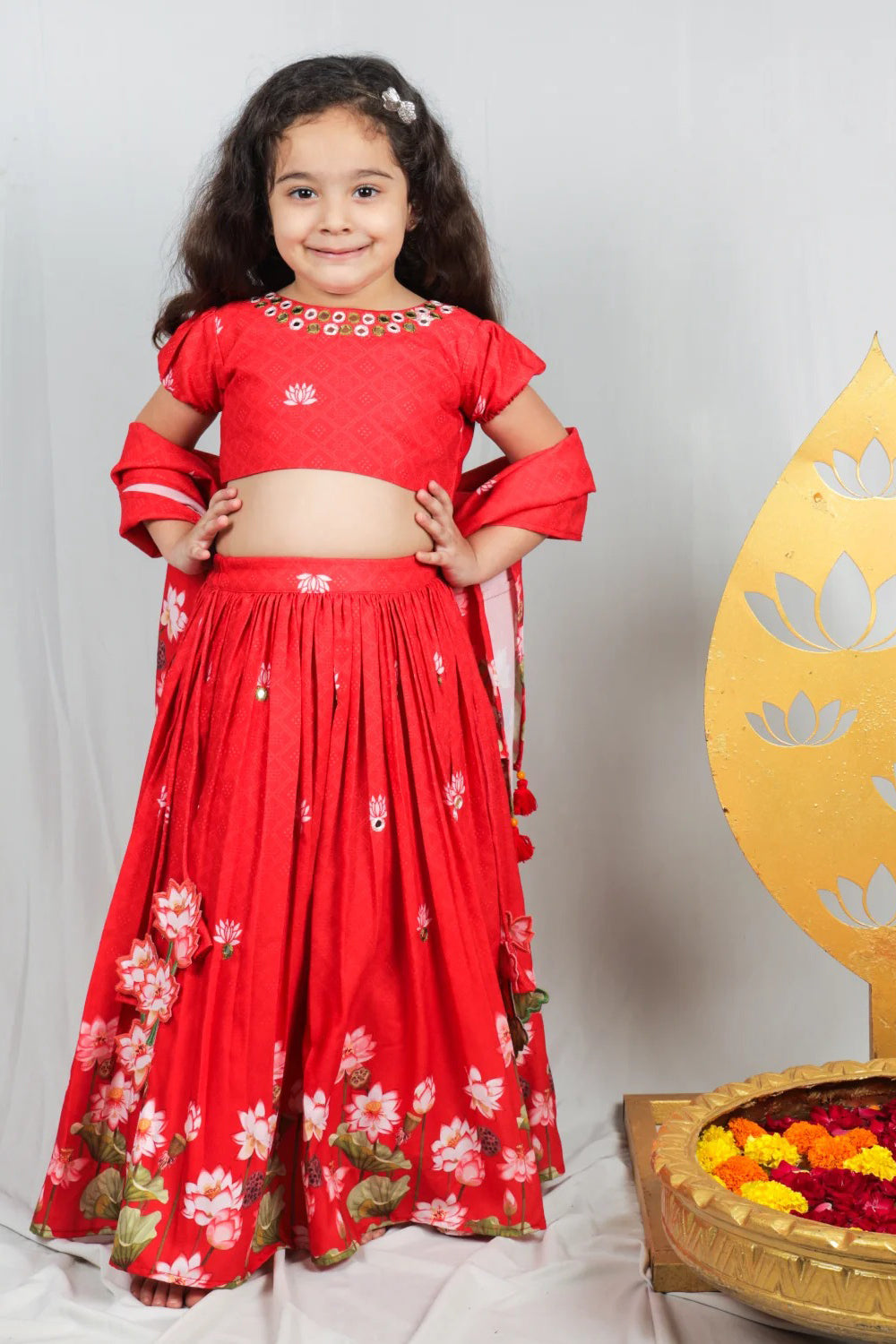 RED PICHWAI LEHENGA SET