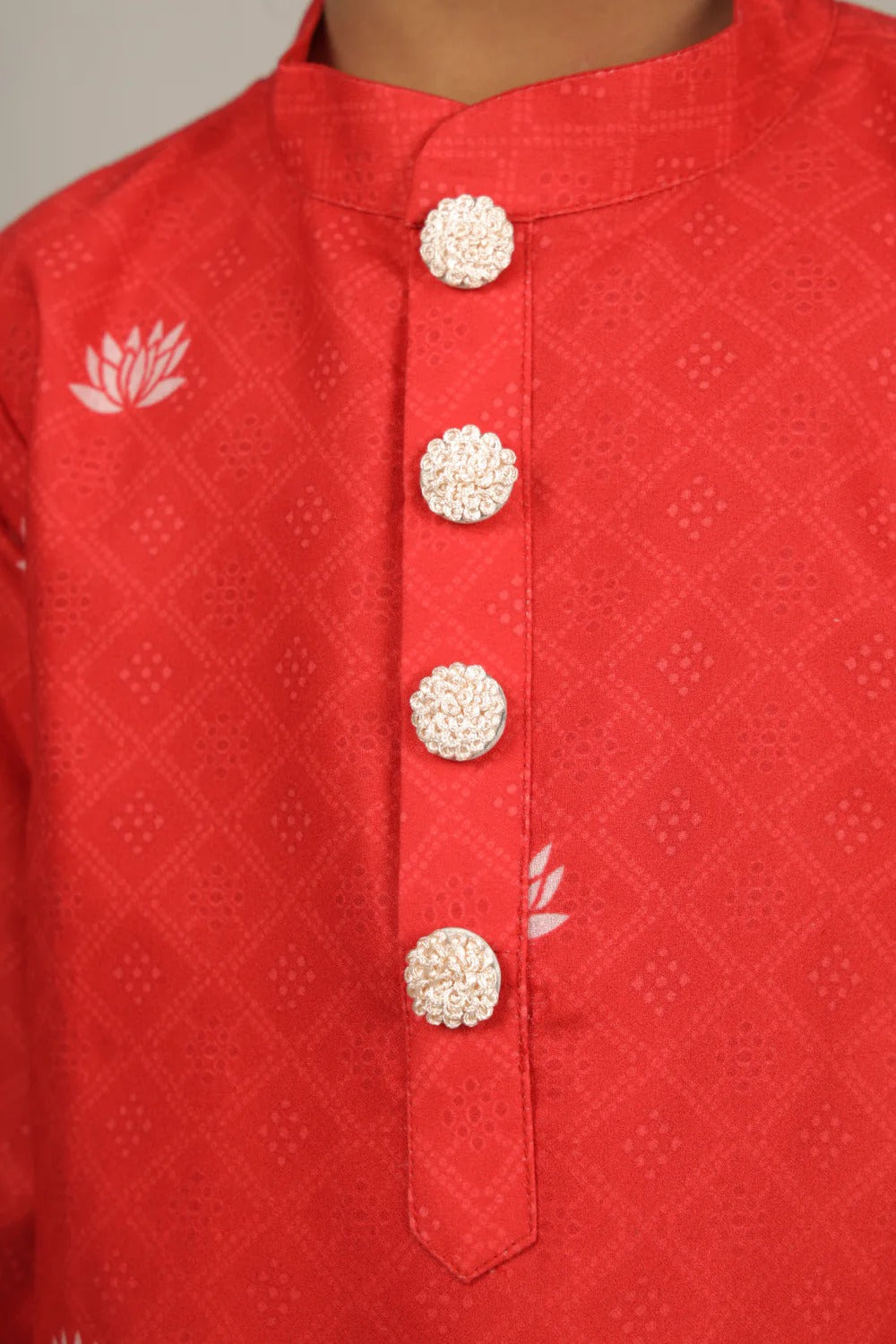 RED PICHWAI LOTUS KURTA SET